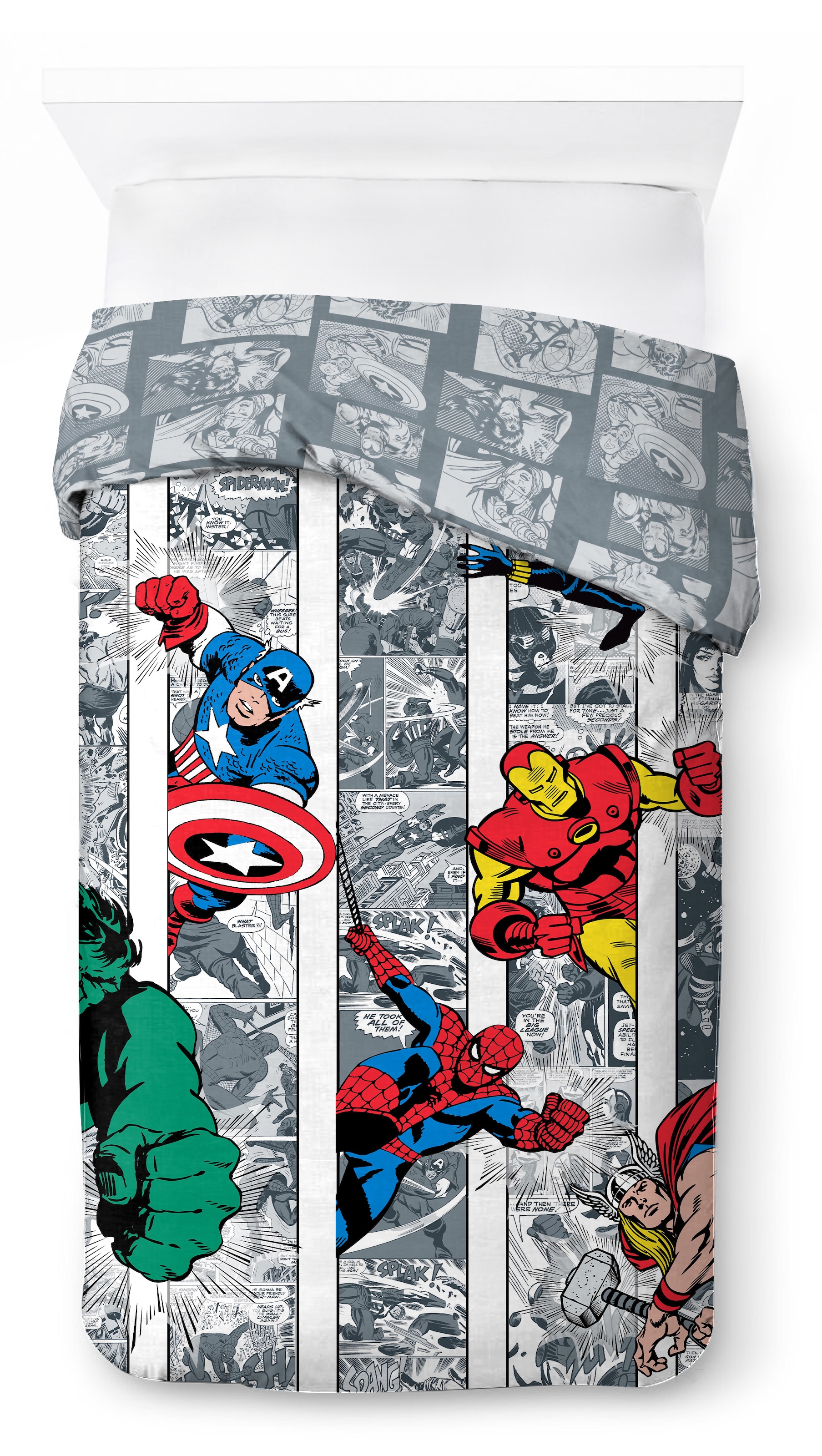 MARVEL Kinderbettwäsche »Marvel Comics Bettbezug-Set 135x200 cm + Kissenbezug 80x80 cm« 2 tlg. tlg. 100 % Baumwolle, maschinenwaschbar, wendbar