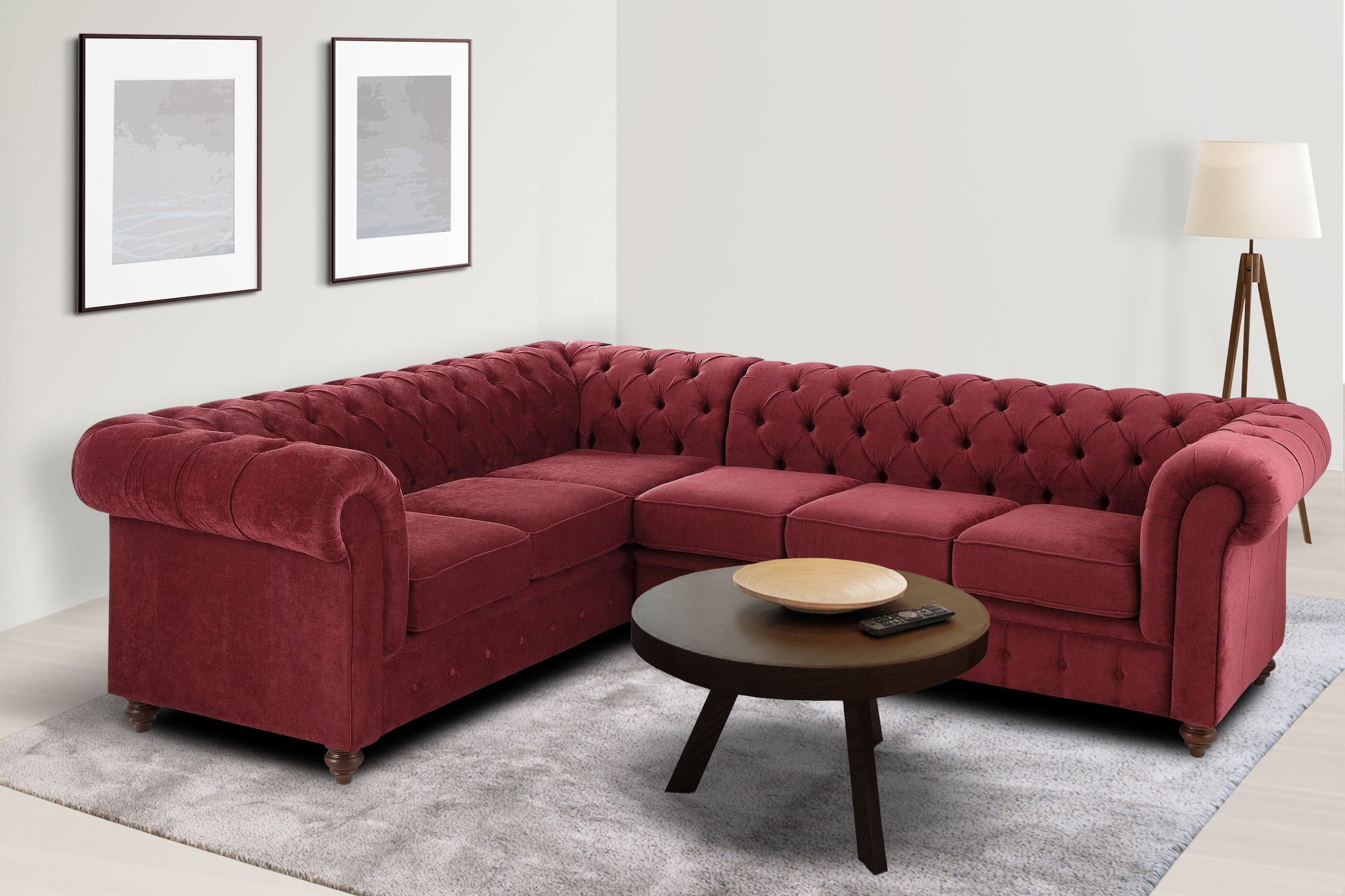 OTTO home Chesterfield-Sofa "Chesterfield Ecksofa, auch in Leder L-Form" hochwertige Knopfheftung, langer Schenkel links oder rechts wählbar