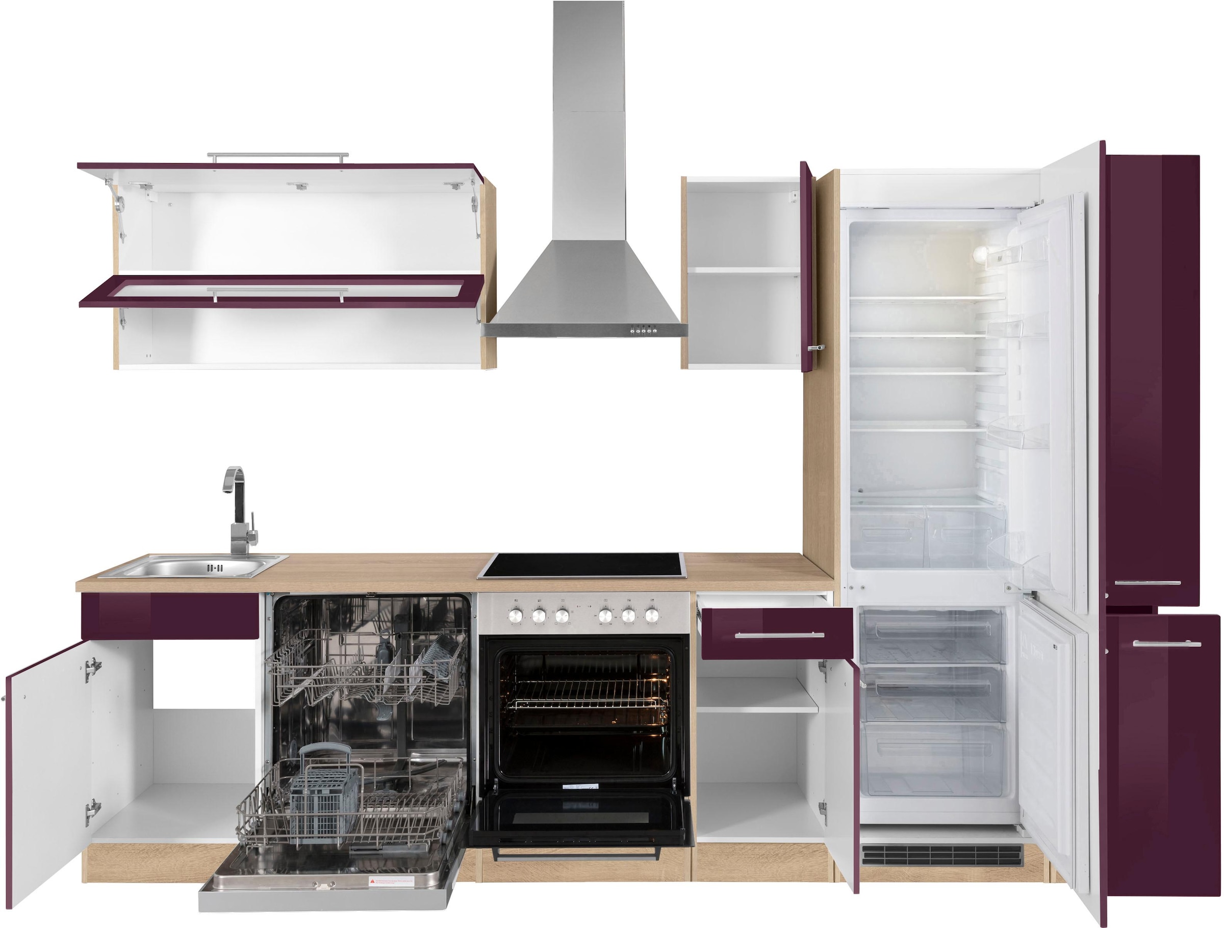 KOCHSTATION Küchenzeile »KS-Eton«, mit E-Geräten, Breite 300 cm