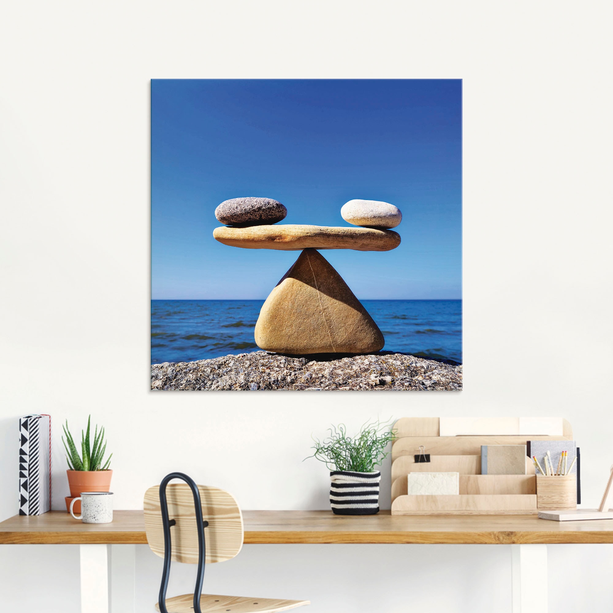 Artland Glasbild »Gleichgewicht - Steine Meer«, Zen, (1 St.), in verschiedenen Größen