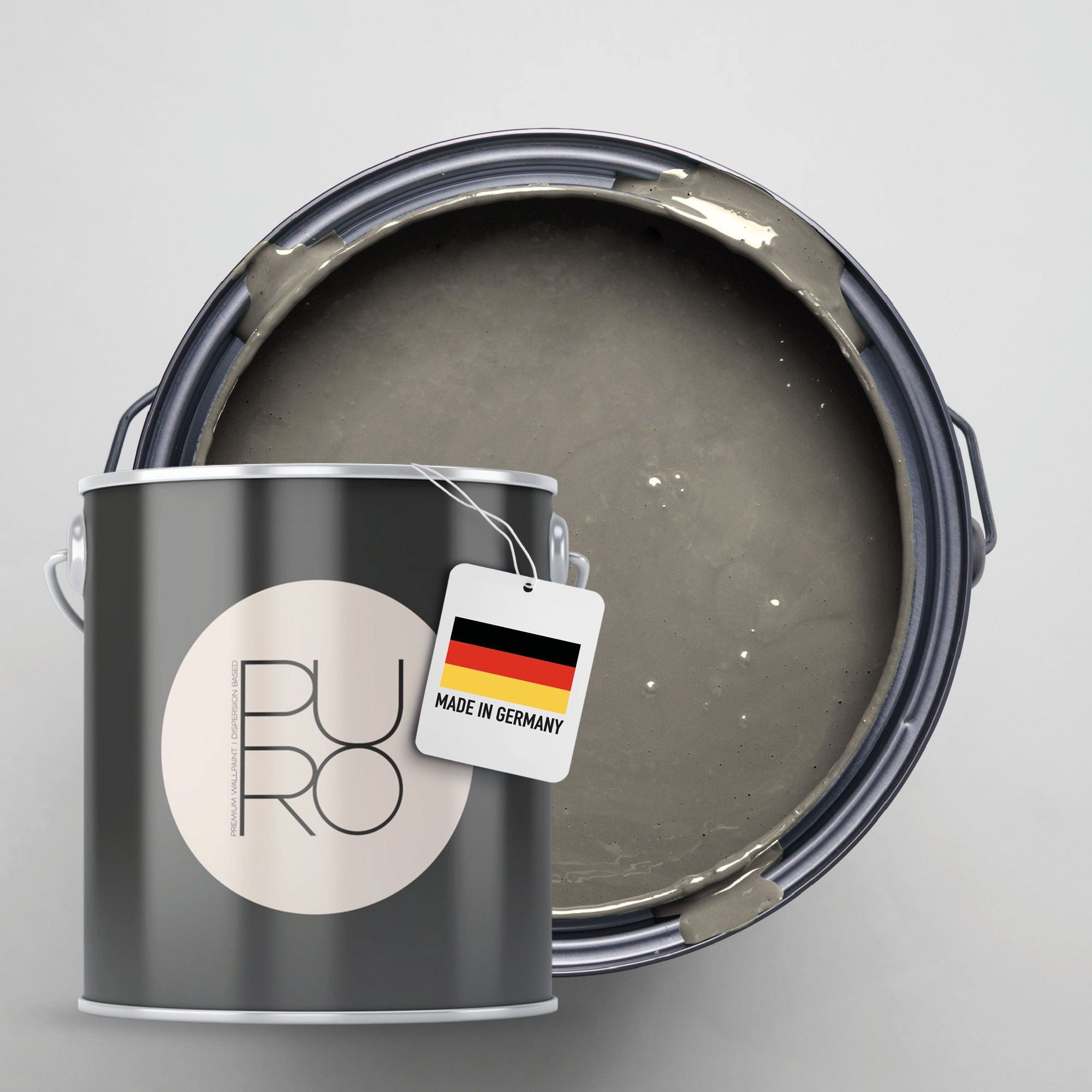A.S. CRÉATION Wandfarbe "Premium Innenwandfarbe PURO Tuchmatt creamy grey", 2,5 l 2,5mlc1012 creamy grau, Farben, ideal für Wohnzimmer, Schlafzimmer,