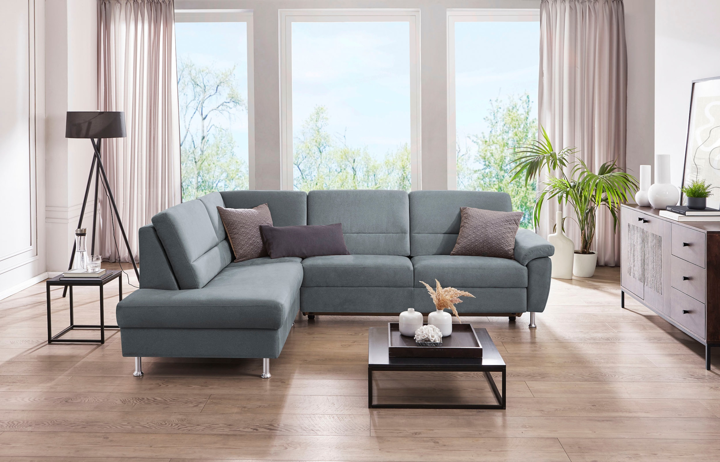 CALIZZA INTERIORS Ecksofa »Onyx L-Form«, Ottomane links oder rechts, wahlweise mit Bettfunktion, Breite 257 cm