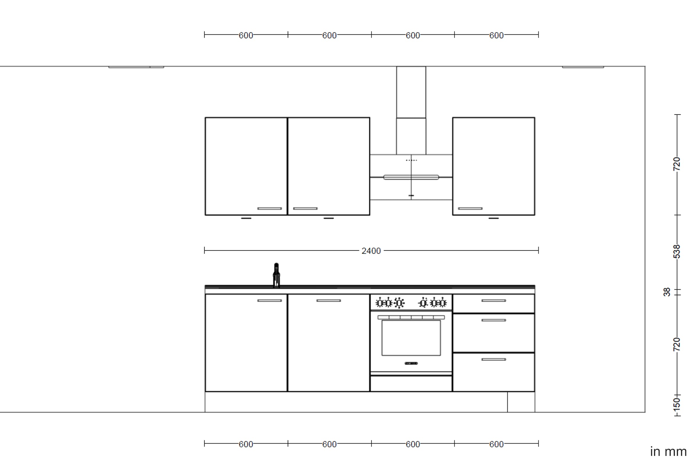 nobilia® Küchenzeile »"Cascada premium"«, vormontiert, Breite 240 cm, Ausrichtung wählbar, wahlw. mit E-Geräten