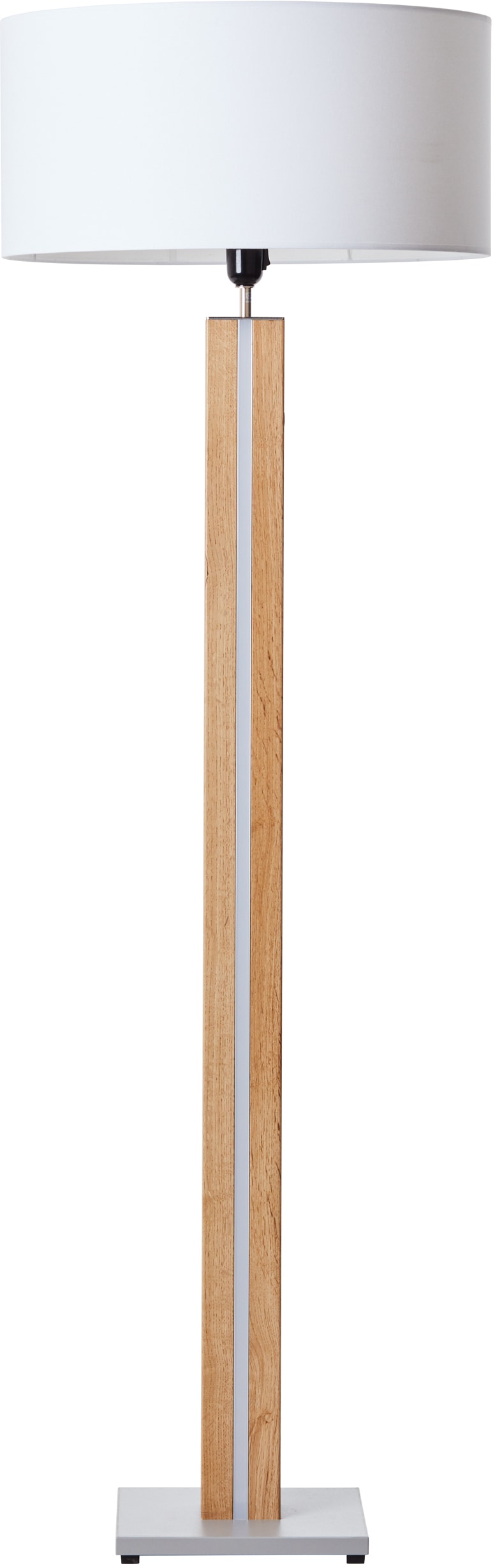 Brilliant Stehlampe »Magnus«, 1 flammig-flammig, Höhe, LED-Dekolicht E27, Holz/Textil, | 155 cm hell/weiß + Ø holz 45 cm, BAUR