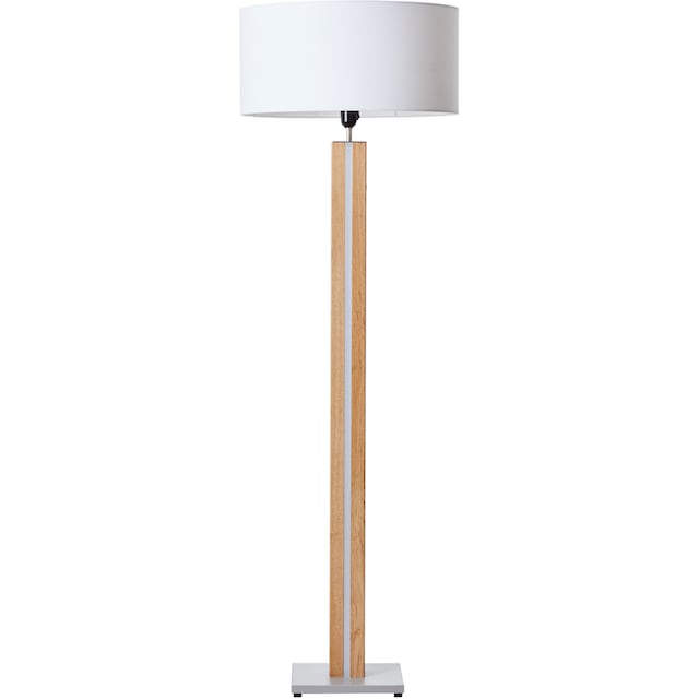 Brilliant Stehlampe »Magnus«, 1 flammig-flammig, 155 cm Höhe, Ø 45 cm,  LED-Dekolicht + E27, Holz/Textil, holz hell/weiß | BAUR