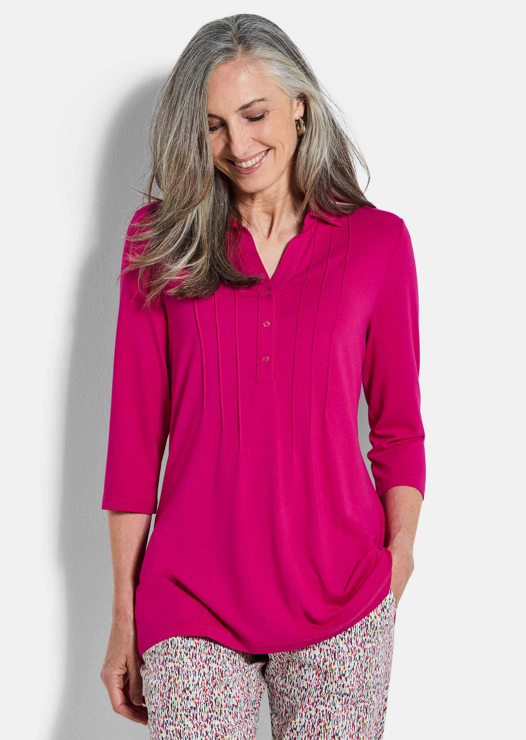 Thumbnail - GOLDNER Tunika "Kurzgröße Elegantes Blusenshirt mit Biesen" stretchbequeme Jerseyqualität