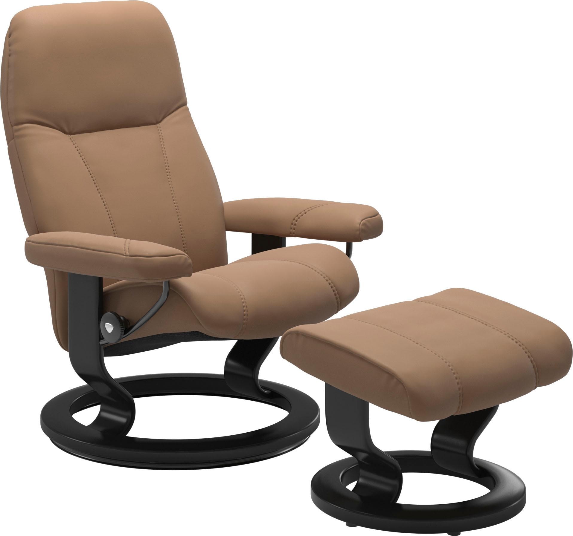 Relaxsessel STRESSLESS "Consul", braun (latte batick), B:76cm H:100cm T:71cm, Leder BATICK: BATICK ist ein leicht korrigiertes, durchgefärbtes und genarbtes Möbelleder, bei dem die meisten Unebenheiten und Spuren in der Regel entfernt wurden.;Leder PALOMA