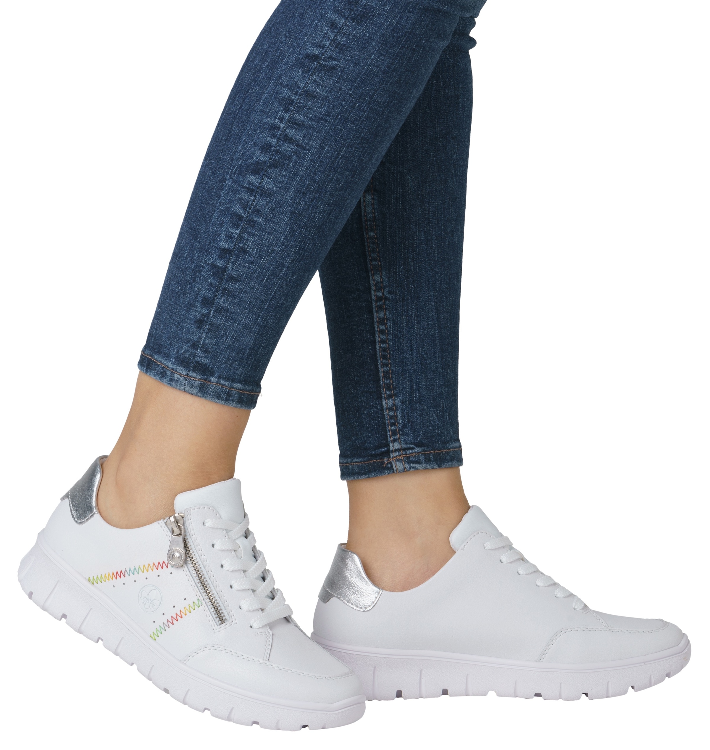 Rieker Sneaker, Schnürschuh, Halbschuh, Freizeitsneaker, seitlicher Reißverschluss