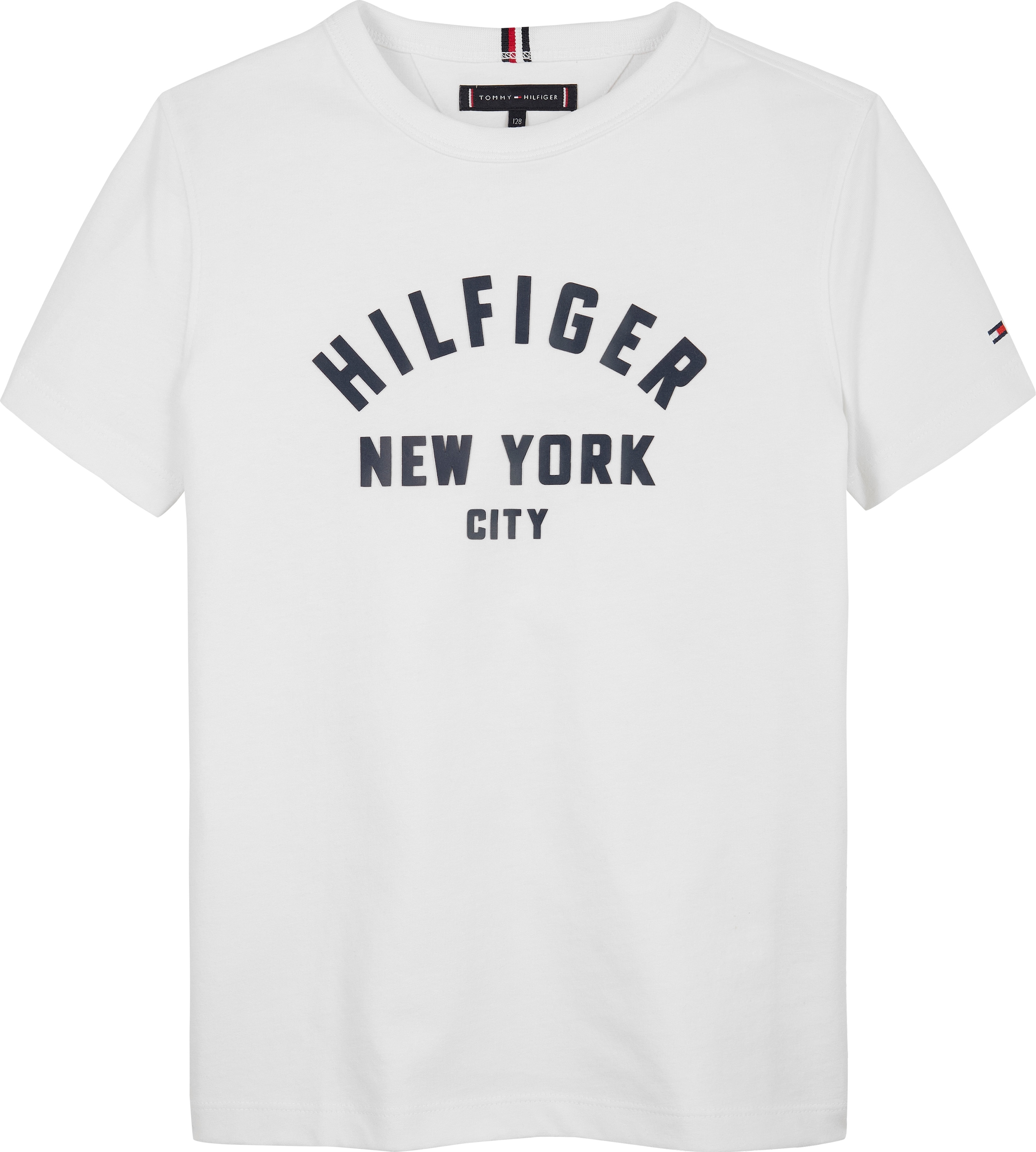 Tommy Hilfiger T-Shirt »CURVED HILFIGER GRAPHIC TEE SS«, für Kinder bis 16 Jahre, großer Logo-Print