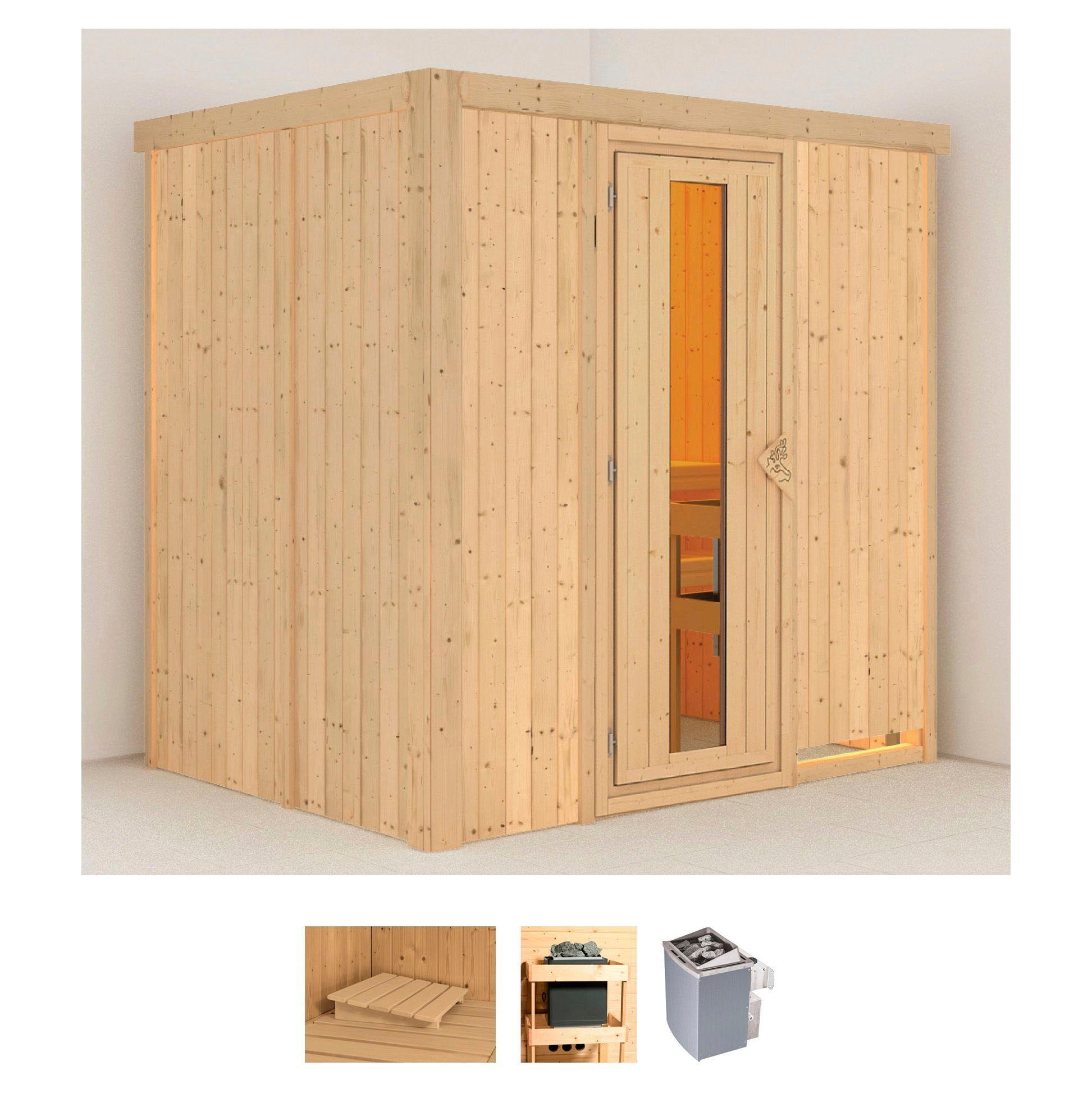 KARIBU Sauna "Bedine", Saunaofen, integrierte Steuerung, 9 kW, beige, Saunen, 9 KW-Ofen mit integrierter Steuerung