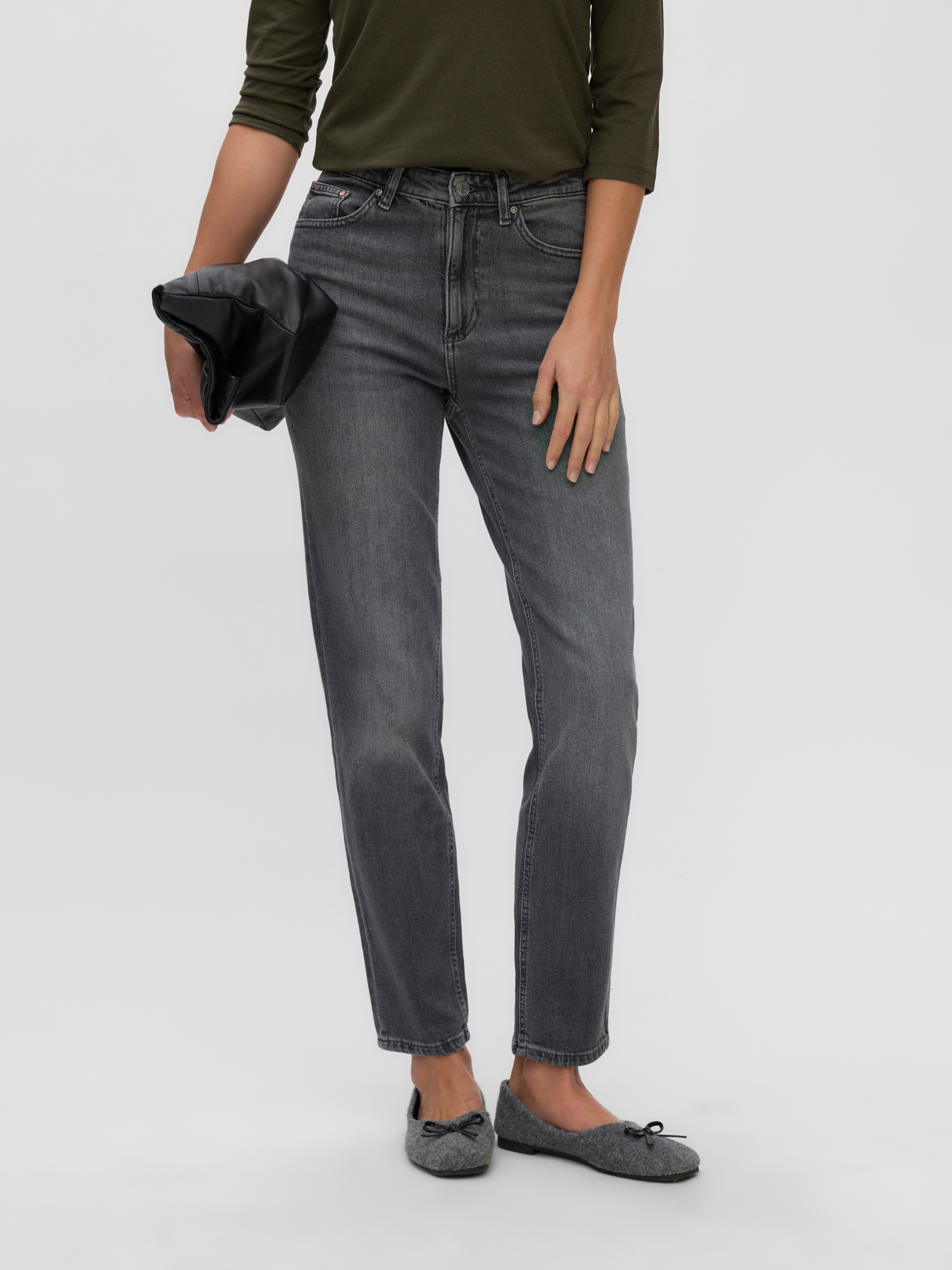 Vero Moda Mom-Jeans "VMNICKIE HR MOM JEANS BLACK MIX NOOS" Baumwollmischung, high waist, loose fit