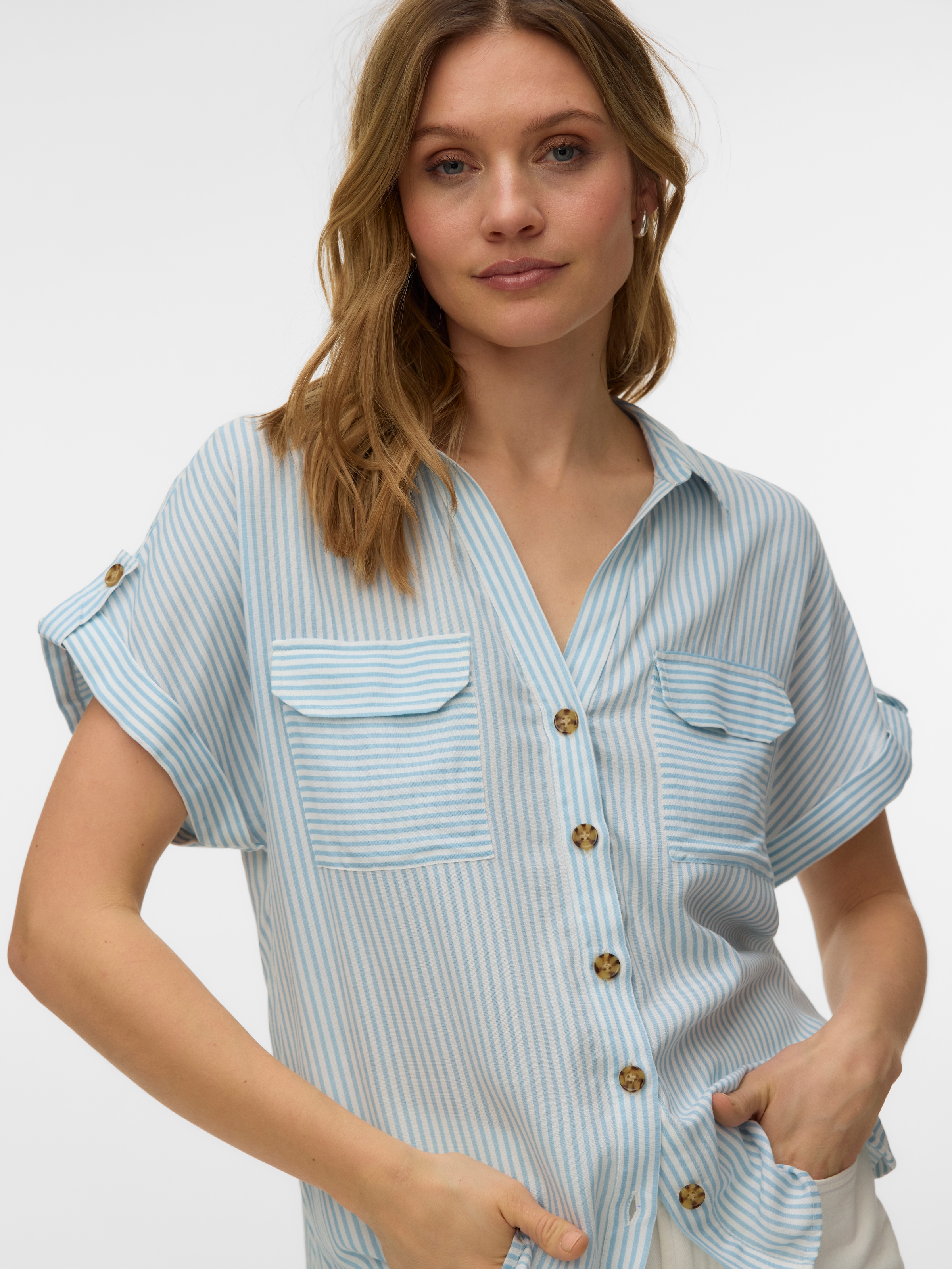 Vero Moda Kurzarmbluse "VMBUMPY S/S SHIRT WVN GA NOOS" Viskose, regular fit günstig online kaufen