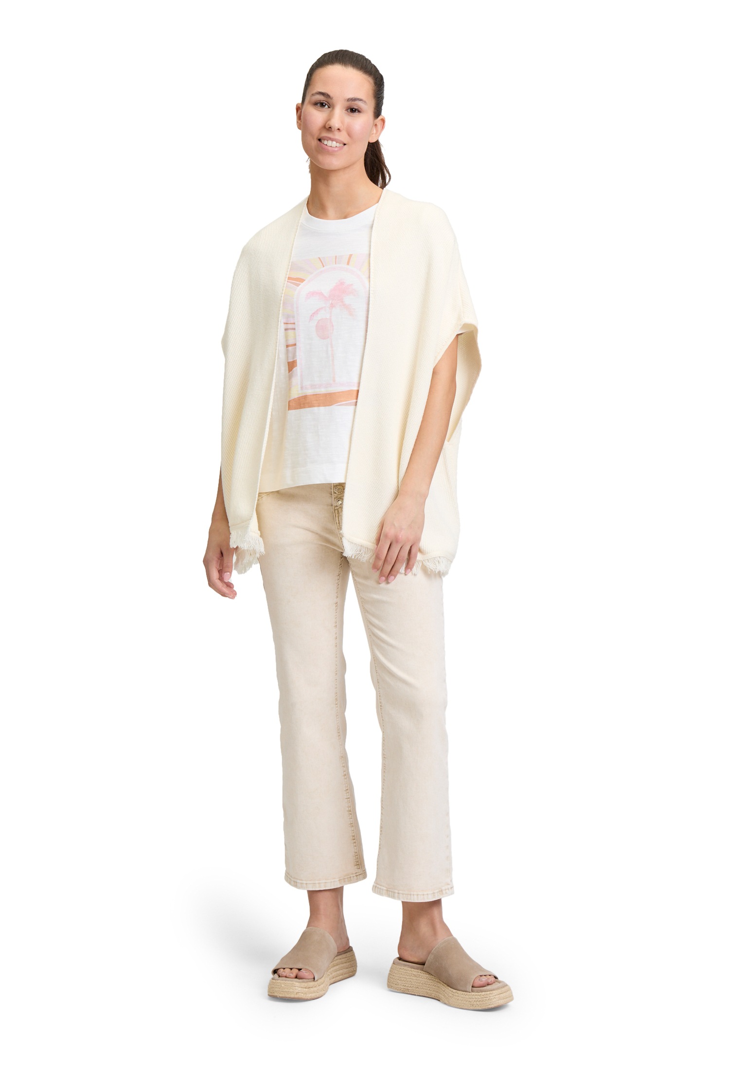 Cartoon Strickjacke »Cartoon Strick-Poncho mit Stickerei«, Stickerei
