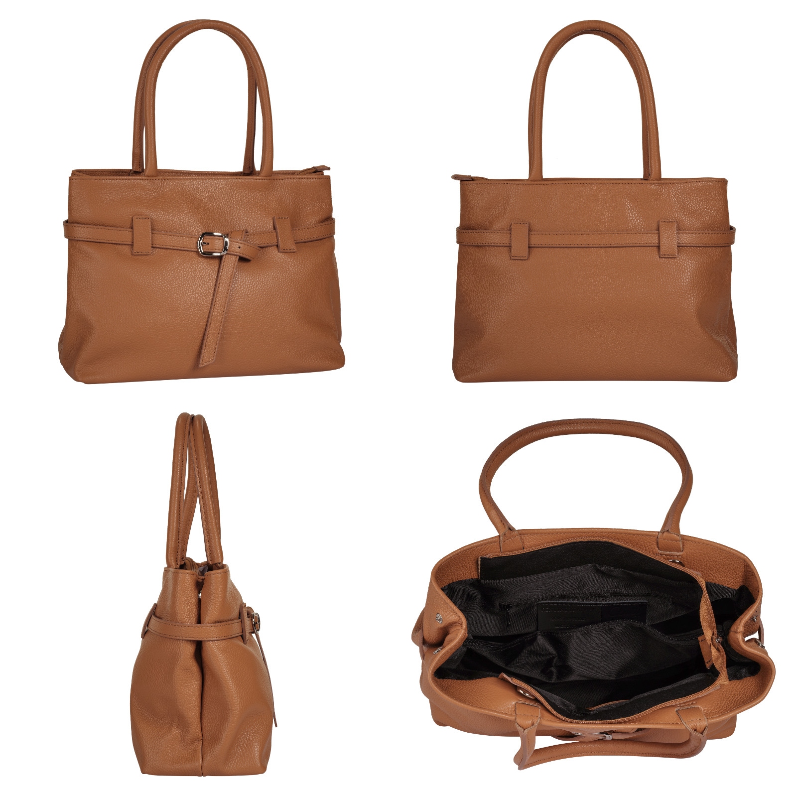 Cluty Henkeltasche, echt Leder, Made in Italy