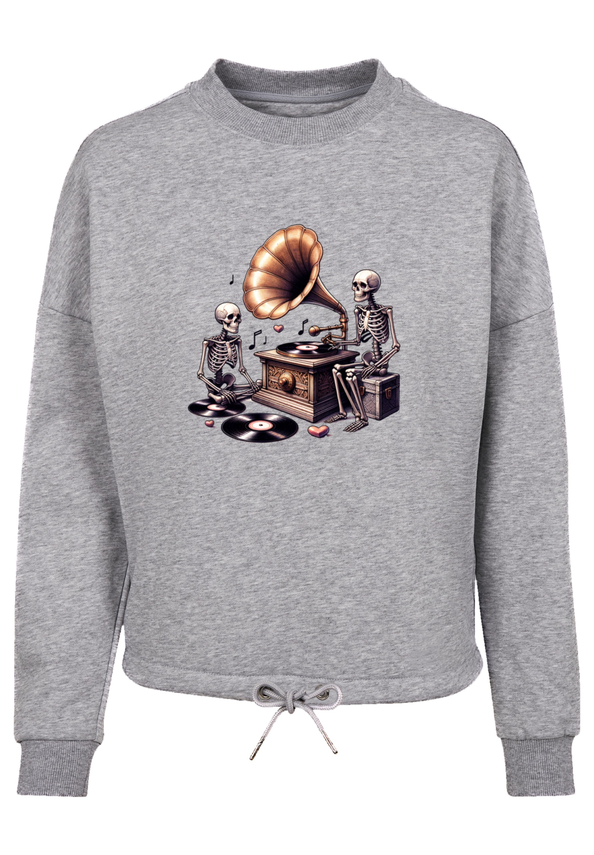 F4NT4STIC Sweatshirt »Gothic Skeleton Vintage Plattenspieler«, Premium Qualität