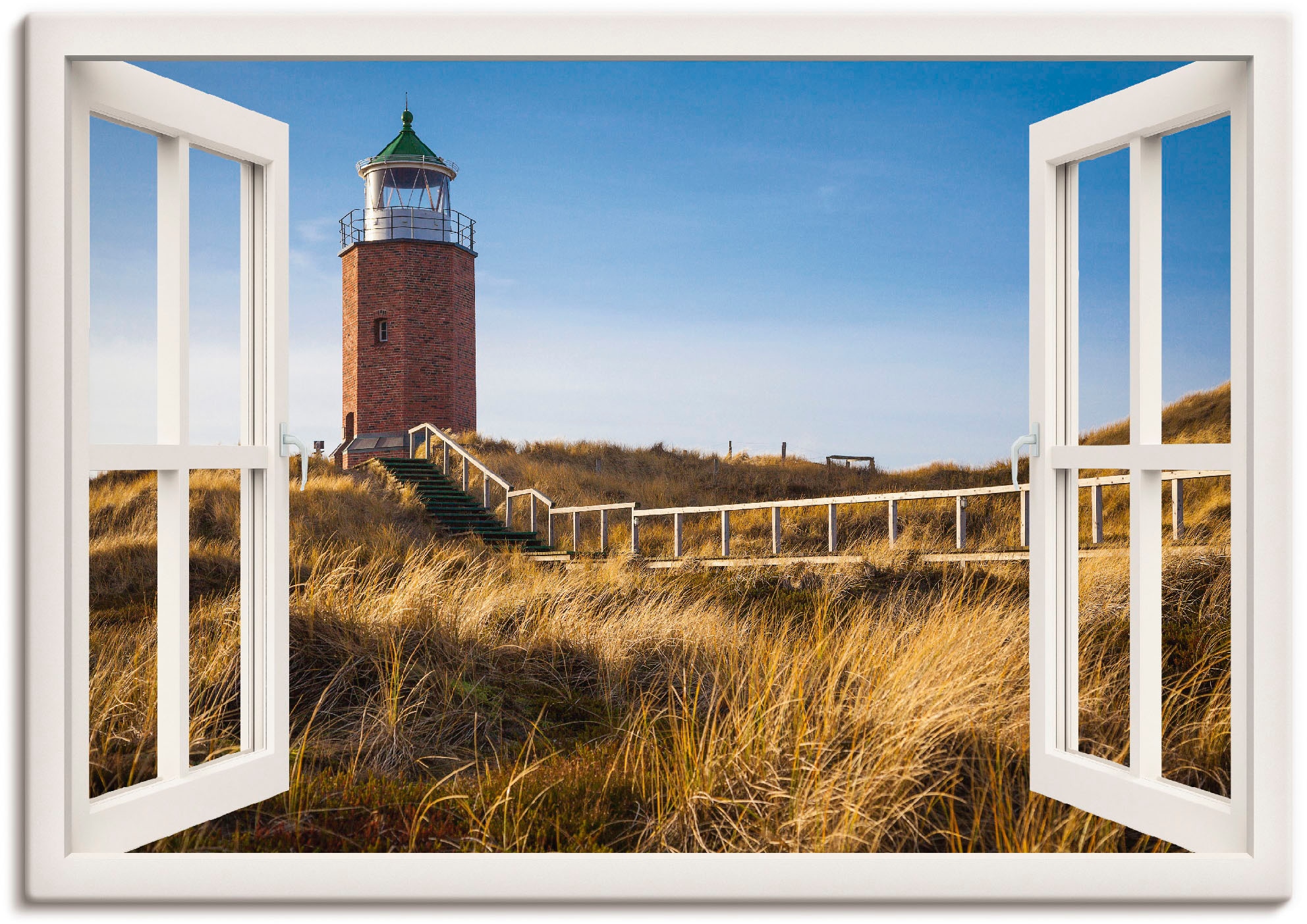 Artland Wandbild »Fensterblick Leuchtfeuer Kampen«, Fensterblick, (1 St.), als Leinwandbild in verschied. Größen