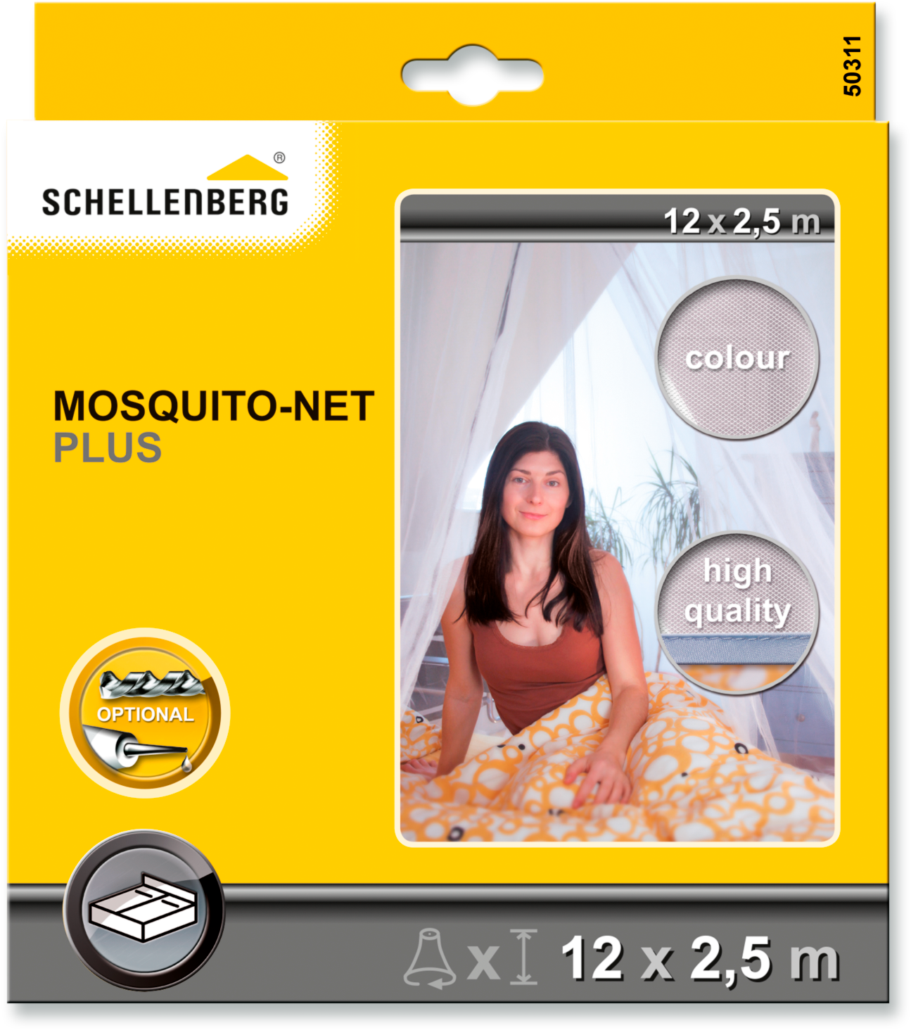 SCHELLENBERG Fliegengitter-Gewebe "Insektenschutz-Vorhang Plus Betthimmel,", Moskitonetz Baldachin für das Bett, 2,5 m x