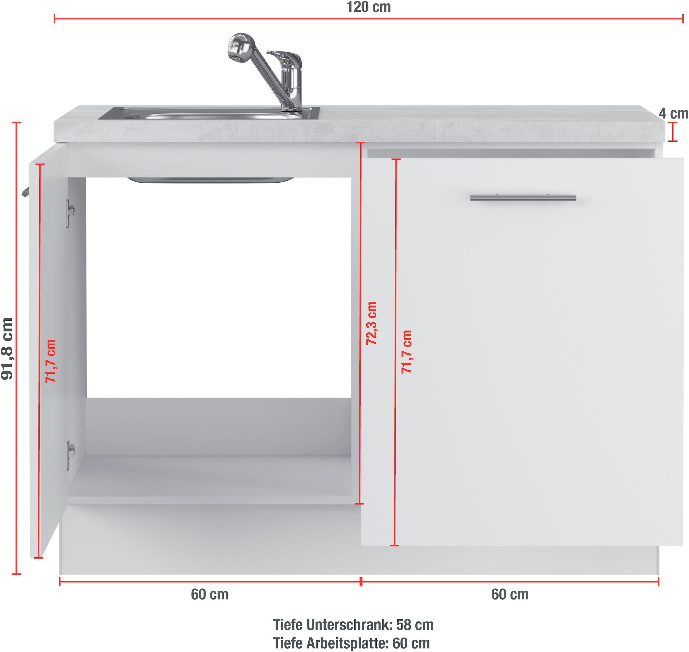 IMPULS KÜCHEN Mehrzweckschrank-Set »Warschau«, (6 St., Spülenschrank und Wäschekorbschrank, Breite 120 cm), Vielfältige Varianten verfügbar; kombinierbar mit anderen Artikeln