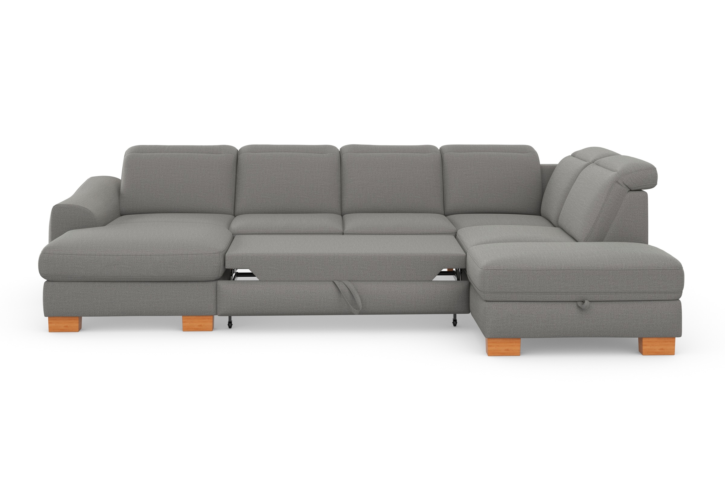 sit&more Wohnlandschaft »Dundee U-Form«, mit Federkern und Massivholzfüßen, wahlweise mit Kopfteilverstellung