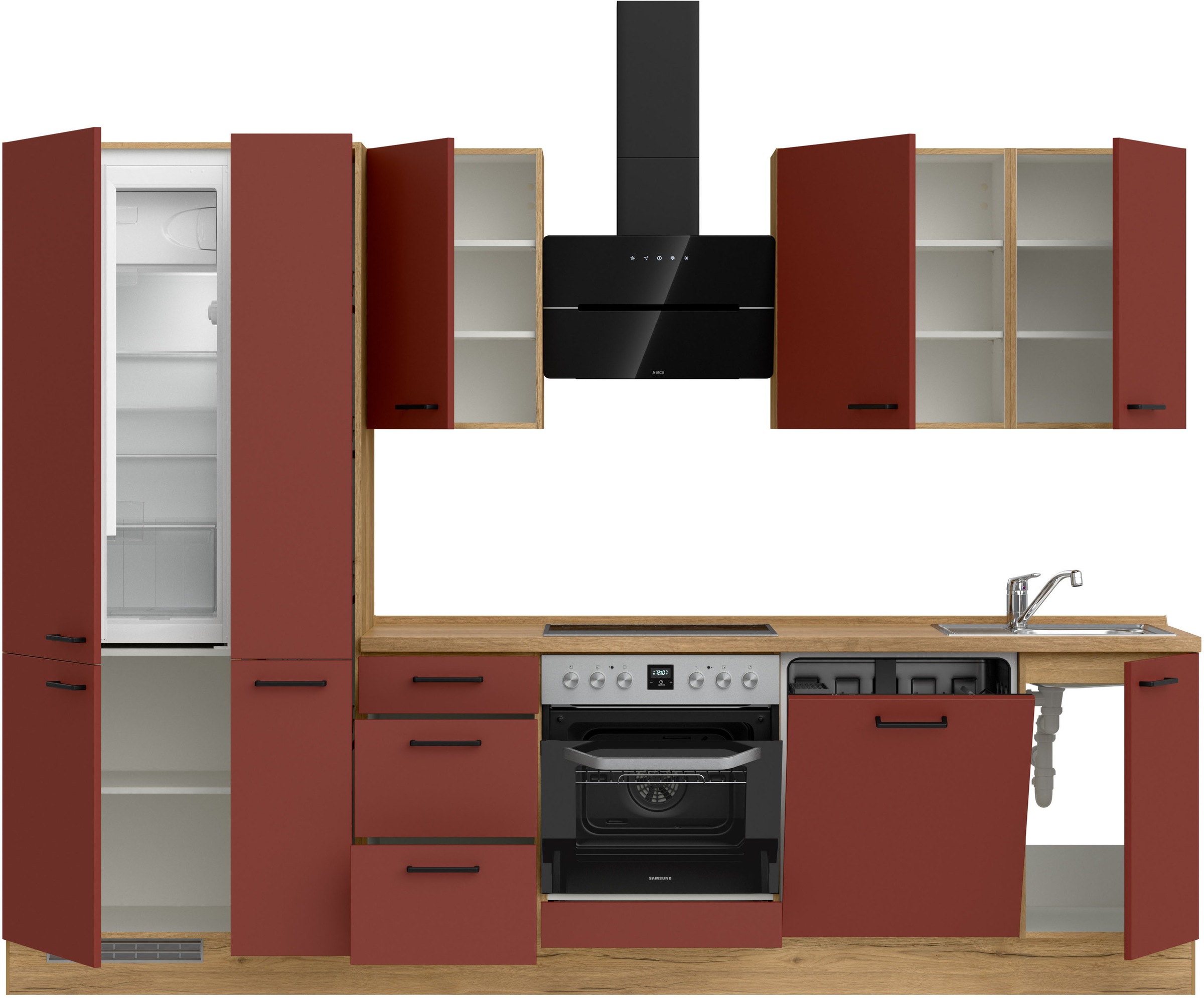 nobilia® Küchenzeile »"Easytouch II", NEU: individuell anpassbar mit gratis Profi-Beratung« vormontiert, Breite 300 cm, Ausrichtung wählbar, wahlw. mit E-Geräten