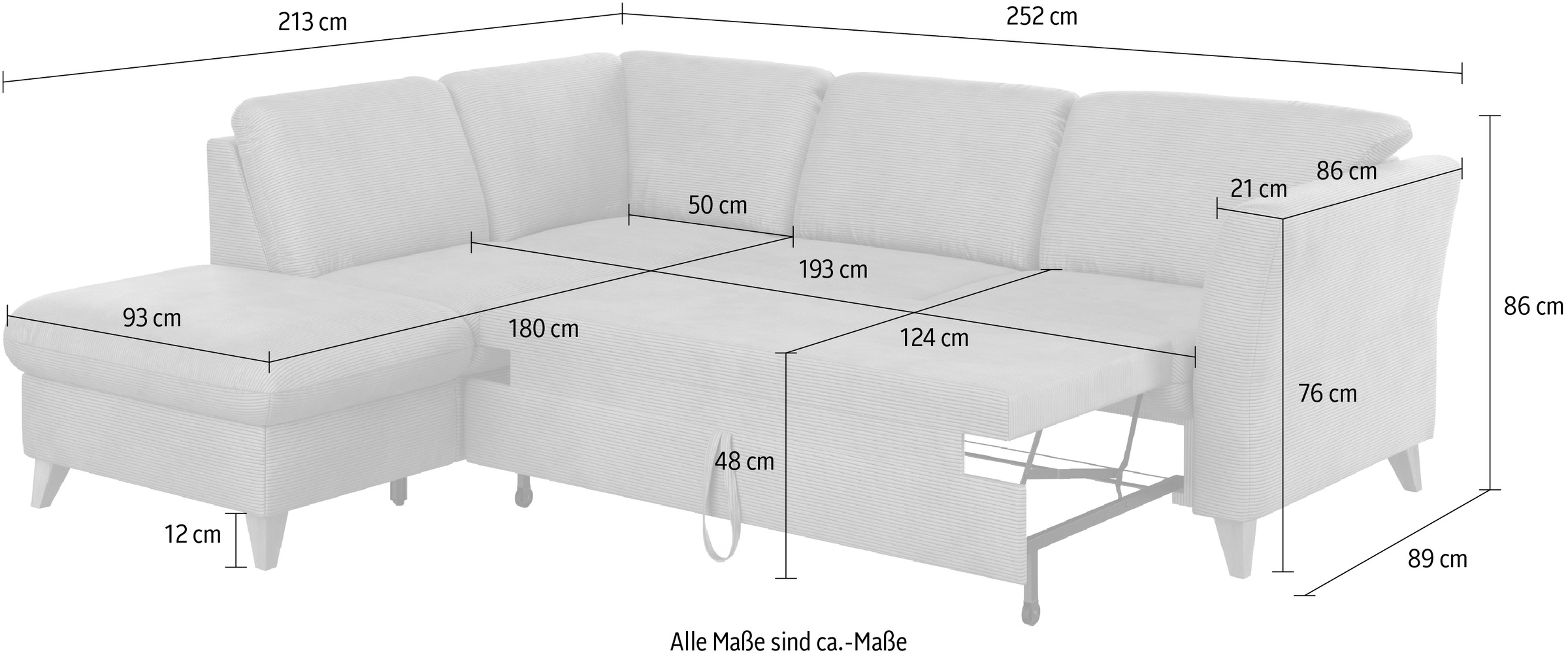 Home affaire Ecksofa »Trelleborg L-Form«, wahlweise mit Bettfunktion und Bettkasten, inkl. Federkern-Polsterung