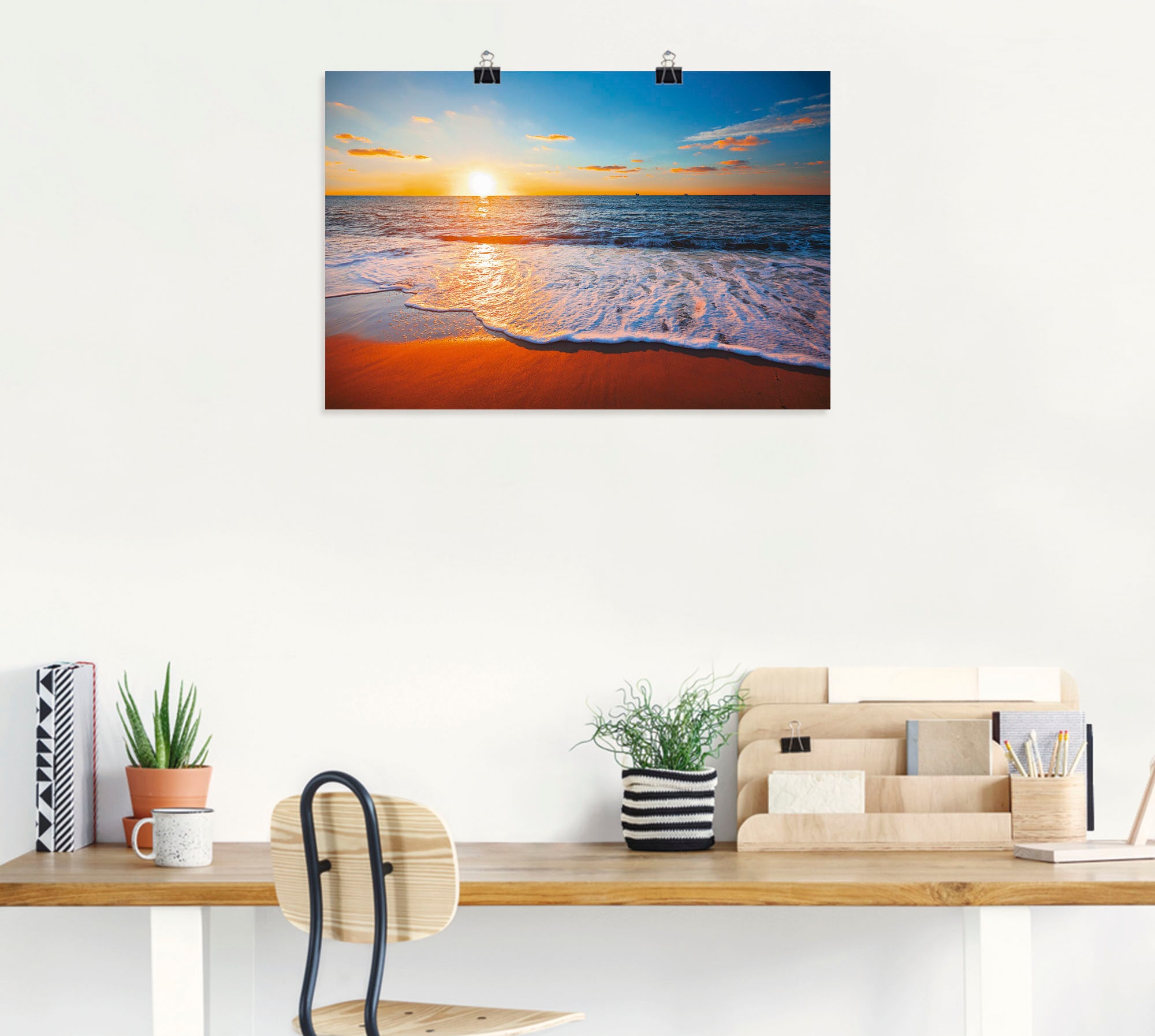 Artland Wandbild »Sonnenuntergang und das Meer«, Strand, (1 St.), als Alubild, Outdoorbild, Leinwandbild, Poster in verschied. Größen