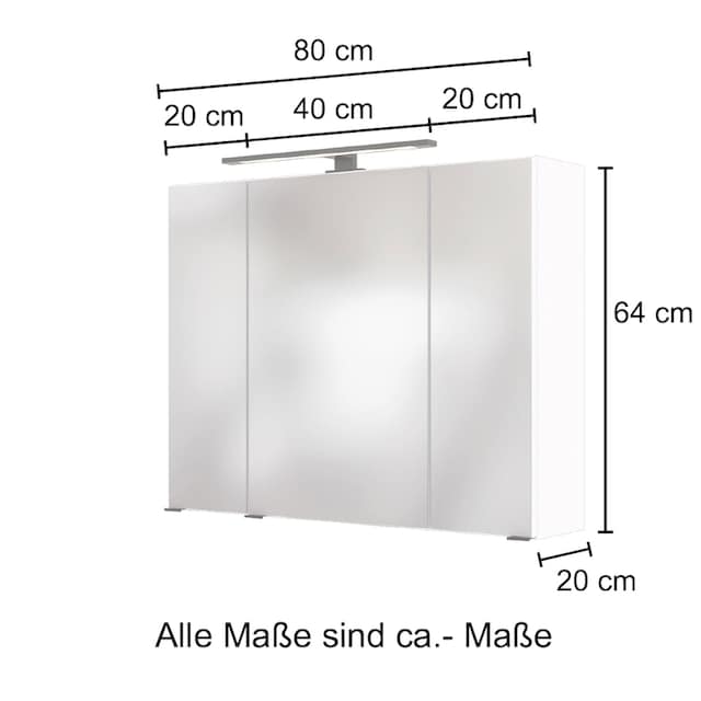 HELD MÖBEL Spiegelschrank »Luena«, Breite 80 cm, mit 3D-Effekt, dank drei  Spiegeltüren bestellen | BAUR