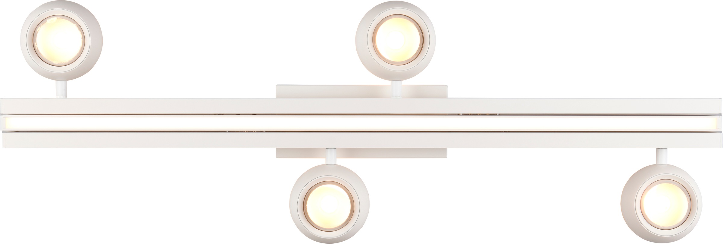 Musterring LED Deckenleuchte »CANNON, 4-flammige LED Deckenlampe 36W 4150Lumen 2300-4000K CCT« LED-Board 1 Stk. Farbwechsler | warmweiß - kaltweiß mit Fernbedienung, ausziehbar, schwenkbare Lichtkegel, dimmbar Memory