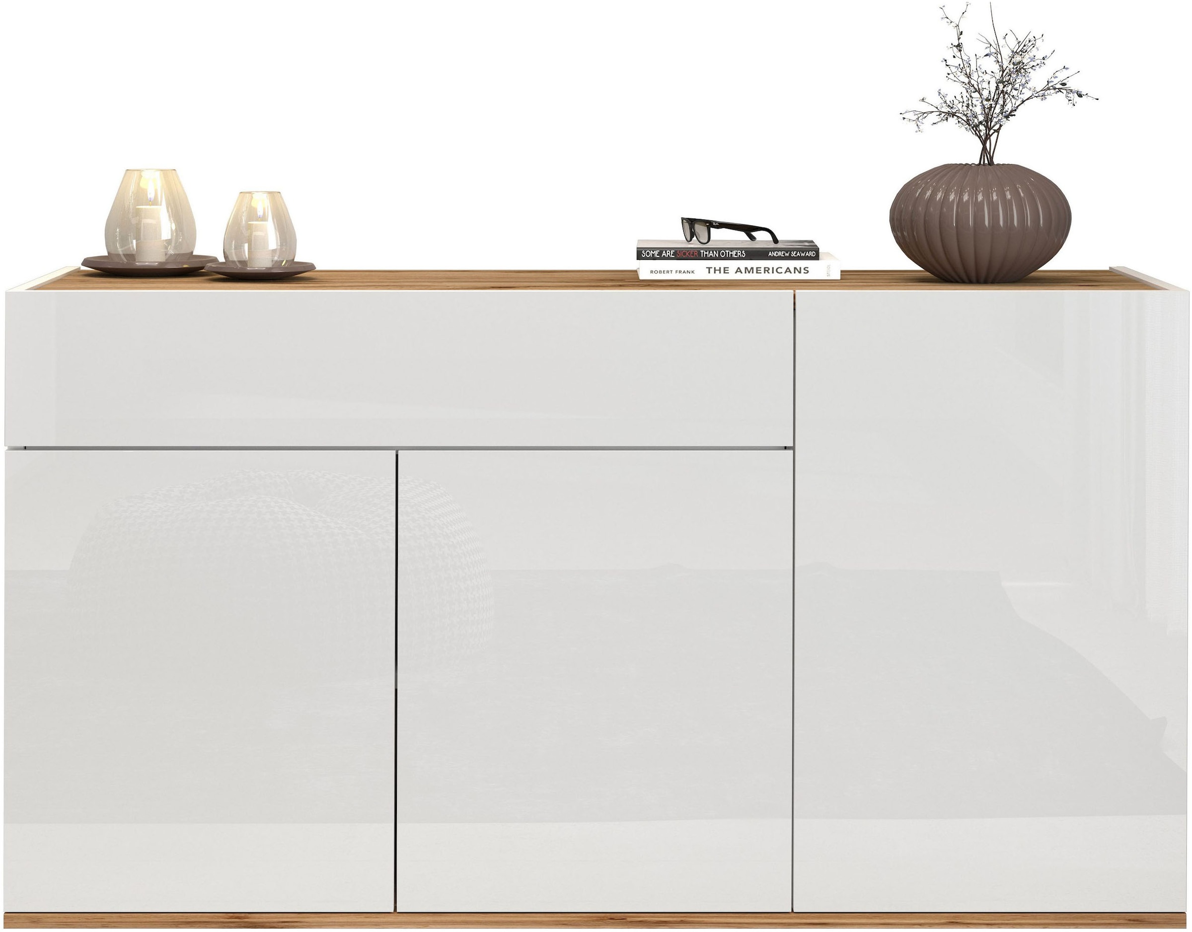 INOSIGN Sideboard »Garda, Kommode, Schrank, Kredenz«, 3 Türen, 1 Schublade, grifflos Breite 120,1 cm