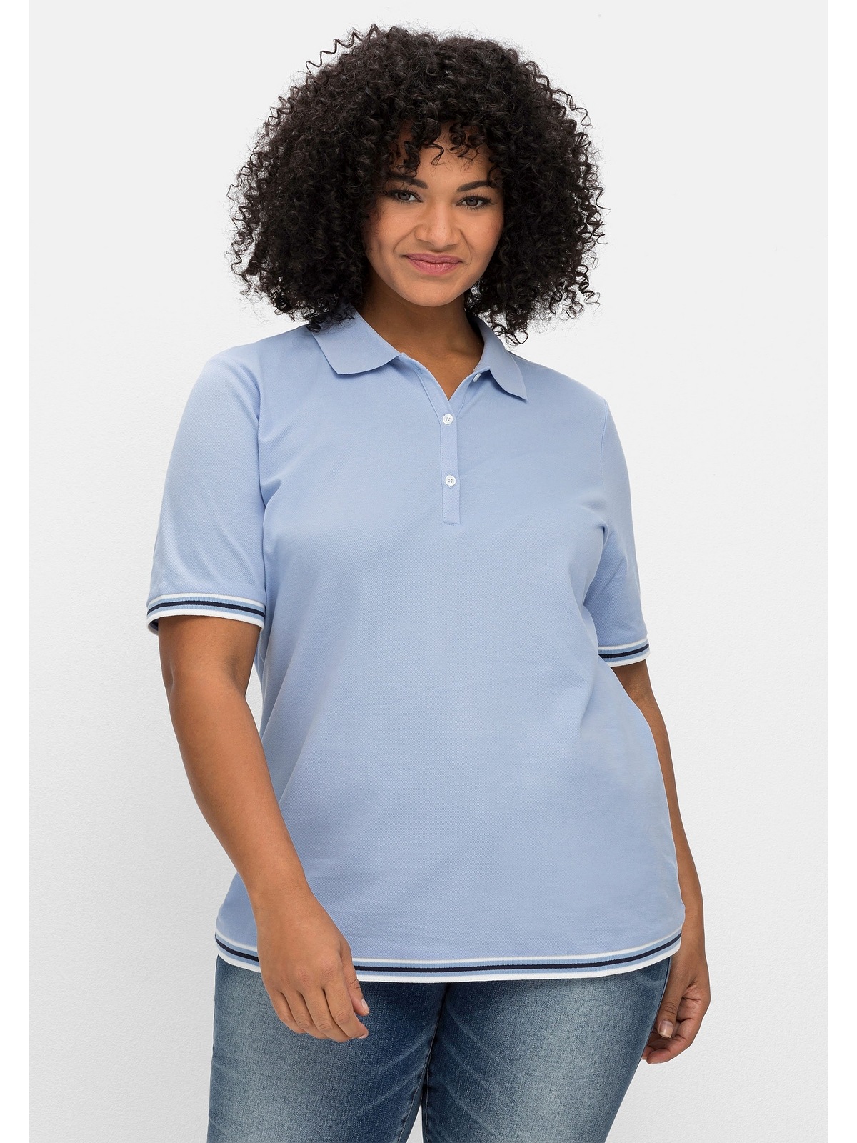 Sheego T-Shirt »Große Größen«, mit Kontrastkanten, aus Waffelpiqué für  bestellen | BAUR