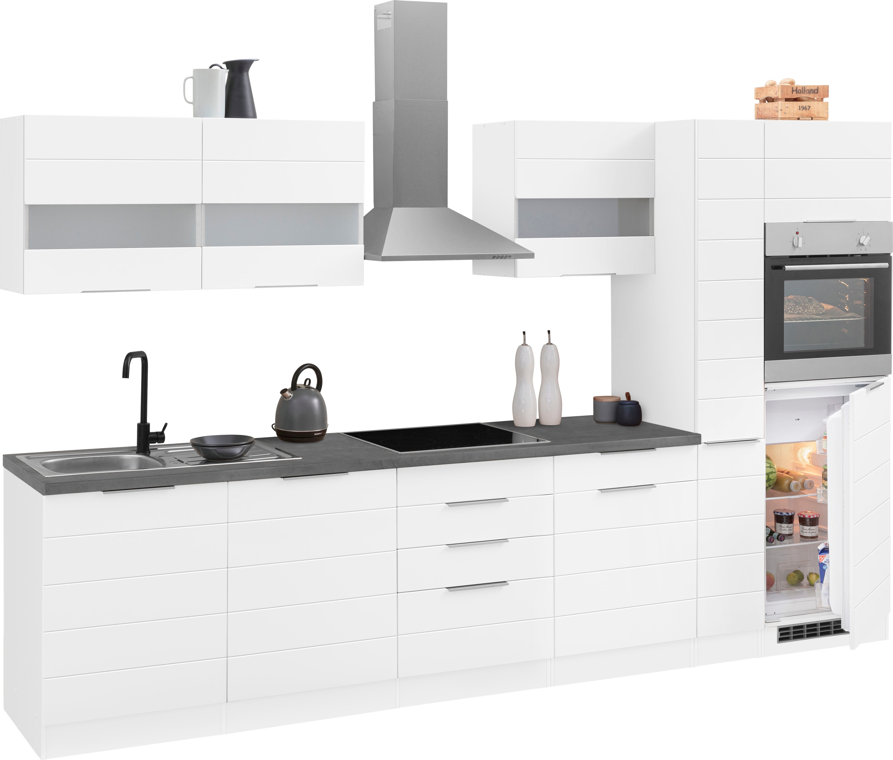 Thumbnail - KOCHSTATION Küchenzeile "KS-Luhe" 330 cm breit, wahlweise mit oder ohne E-Geräten, gefräste MDF-Fronten