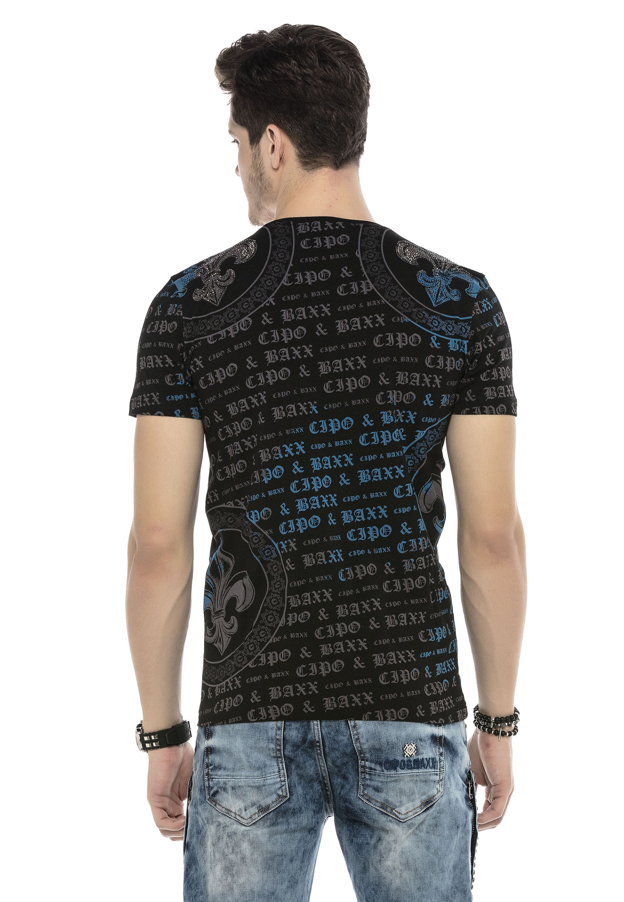 Cipo & Baxx T-Shirt »T-Shirt«, Alloverprint mit Markenschriftzug