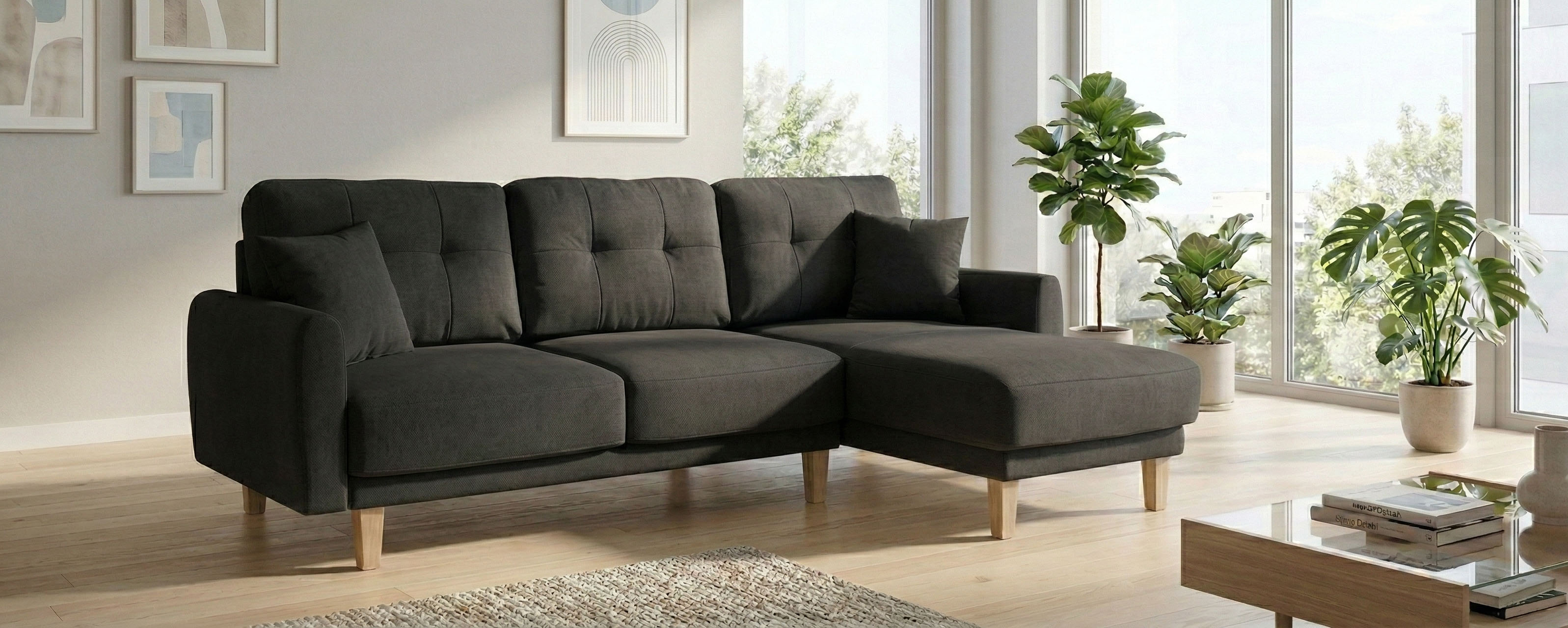 OTTO home Ecksofa "TRIPLO optionale Schlafsofa mit Bettkasten, Maße B/T/H: 234/164/89 cm" L-Form wahlweise mit Bettfunktion - Liegefläche 132x210 cm