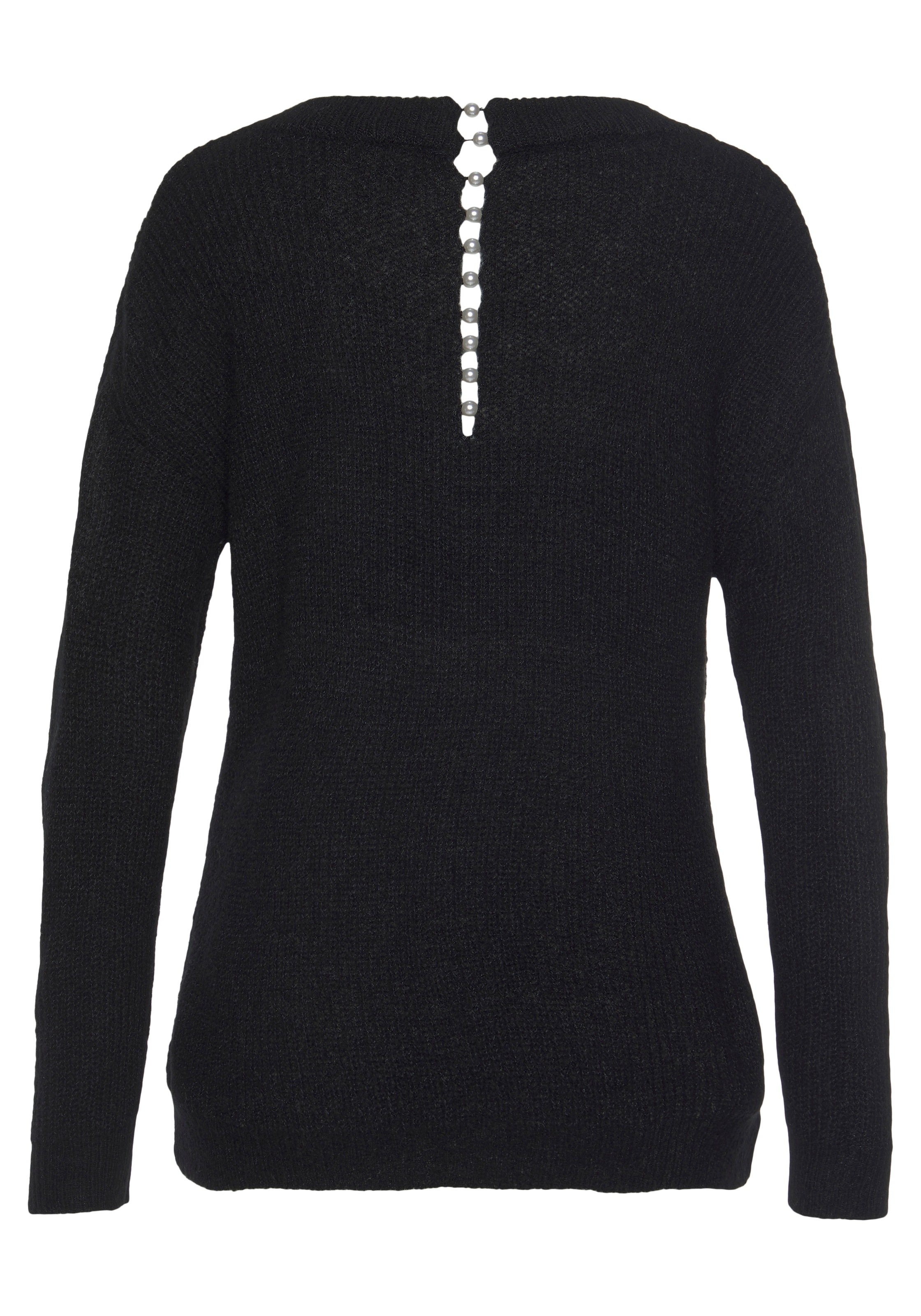 LASCANA V-Ausschnitt-Pullover mit Zierperlen im Rücken, femininer Strickpul günstig online kaufen