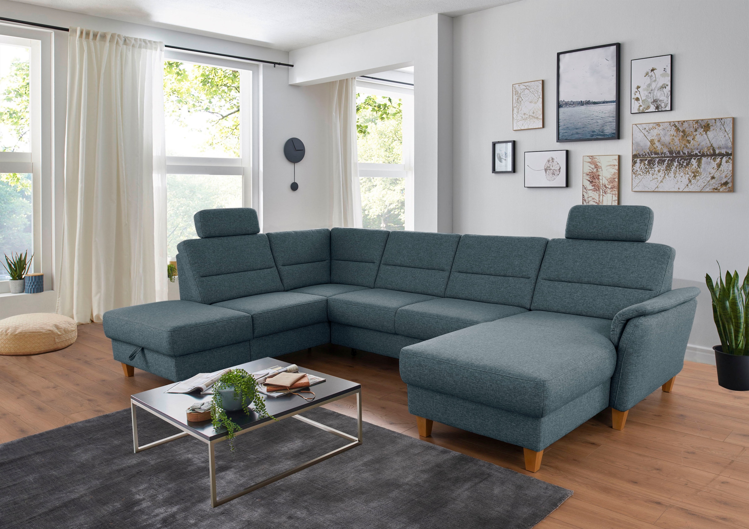 Home affaire Wohnlandschaft "Palmera U-Form, B: 308 cm", optional Bettfunkt günstig online kaufen