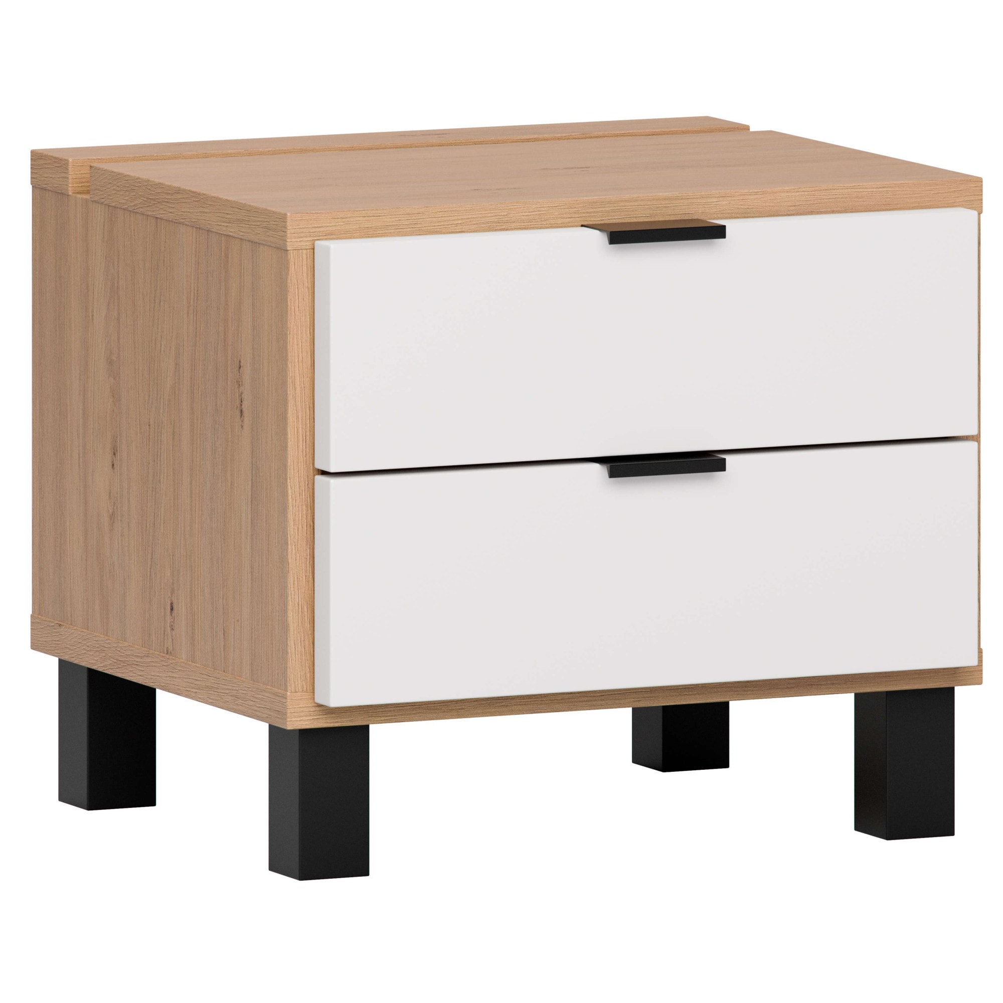 VOX Nachttisch »SIMPLE, obere Schublade mit Beleuchtung, 2 Schubladen, Metallgriffe« B/T/H: 45/38/39 cm,  Nachtschrank in 3 Farben erhältlich, Metallgriffe