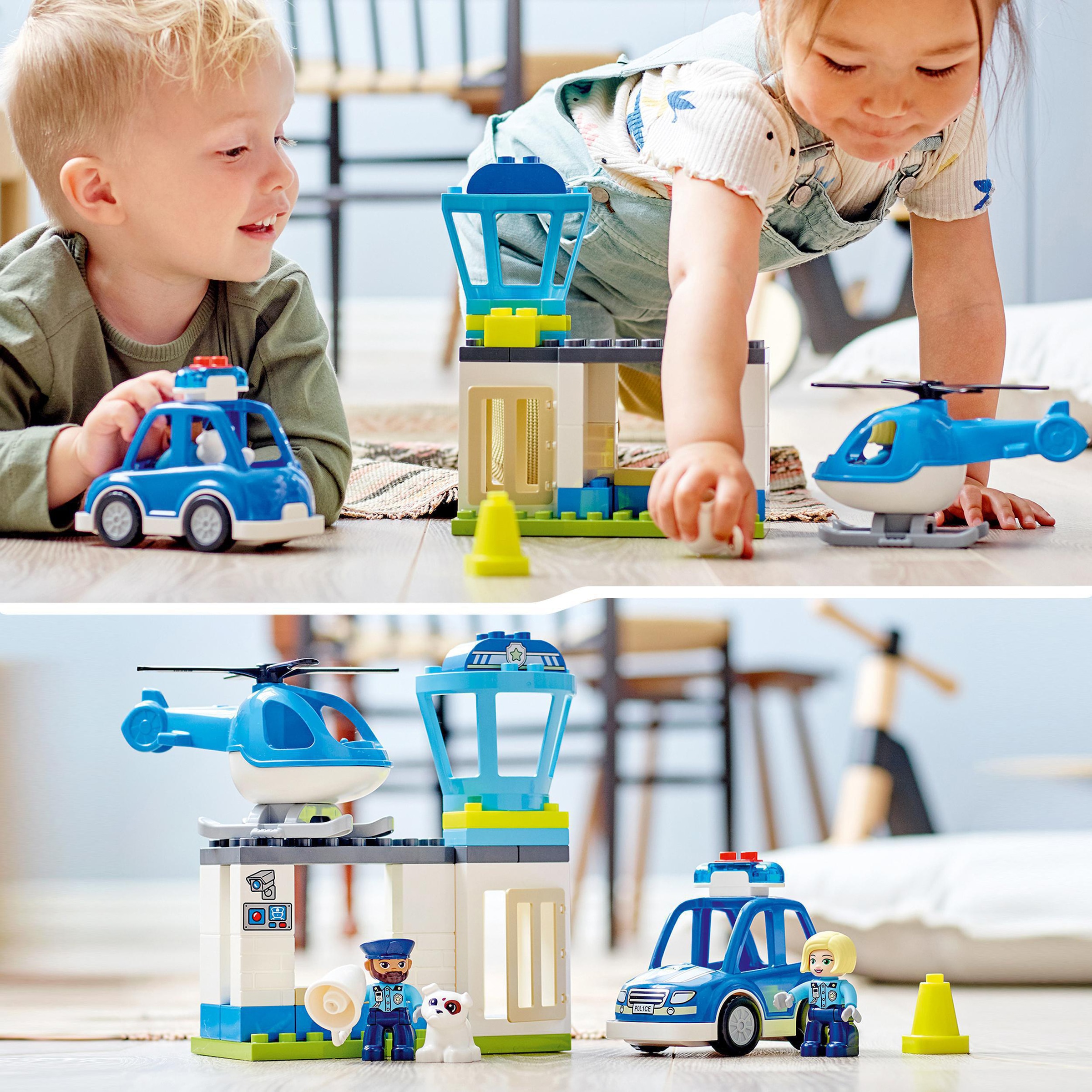 LEGO® Konstruktionsspielsteine »Polizeistation mit Hubschrauber (10959), LEGO® DUPLO«, (40 St.), mit Sirene und Licht; Made in Europe