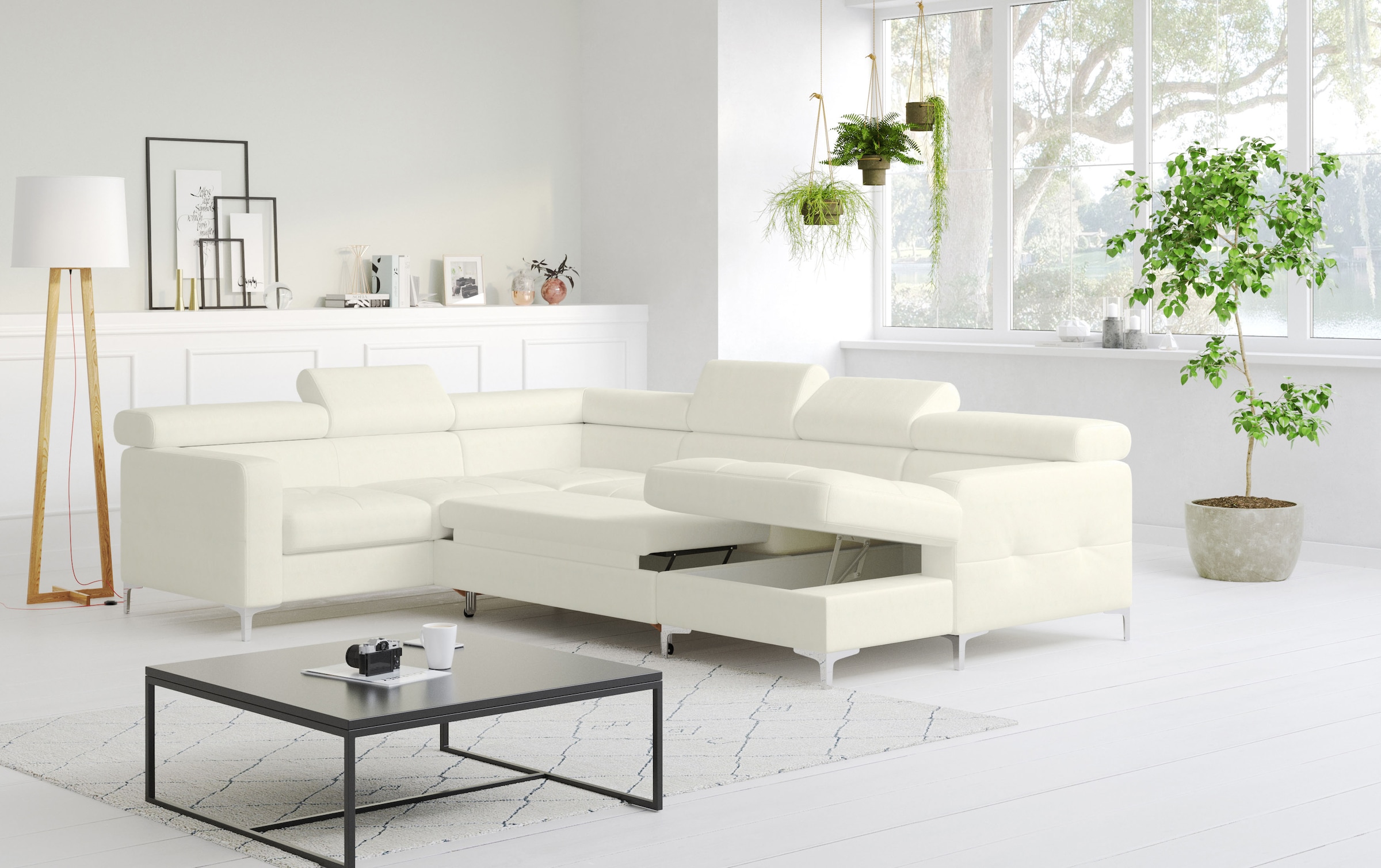 COTTA Wohnlandschaft "Sammy U-Form, B: 304 cm" Kopfteilverstellung, optional Schlaffunktion & Bettkasten
