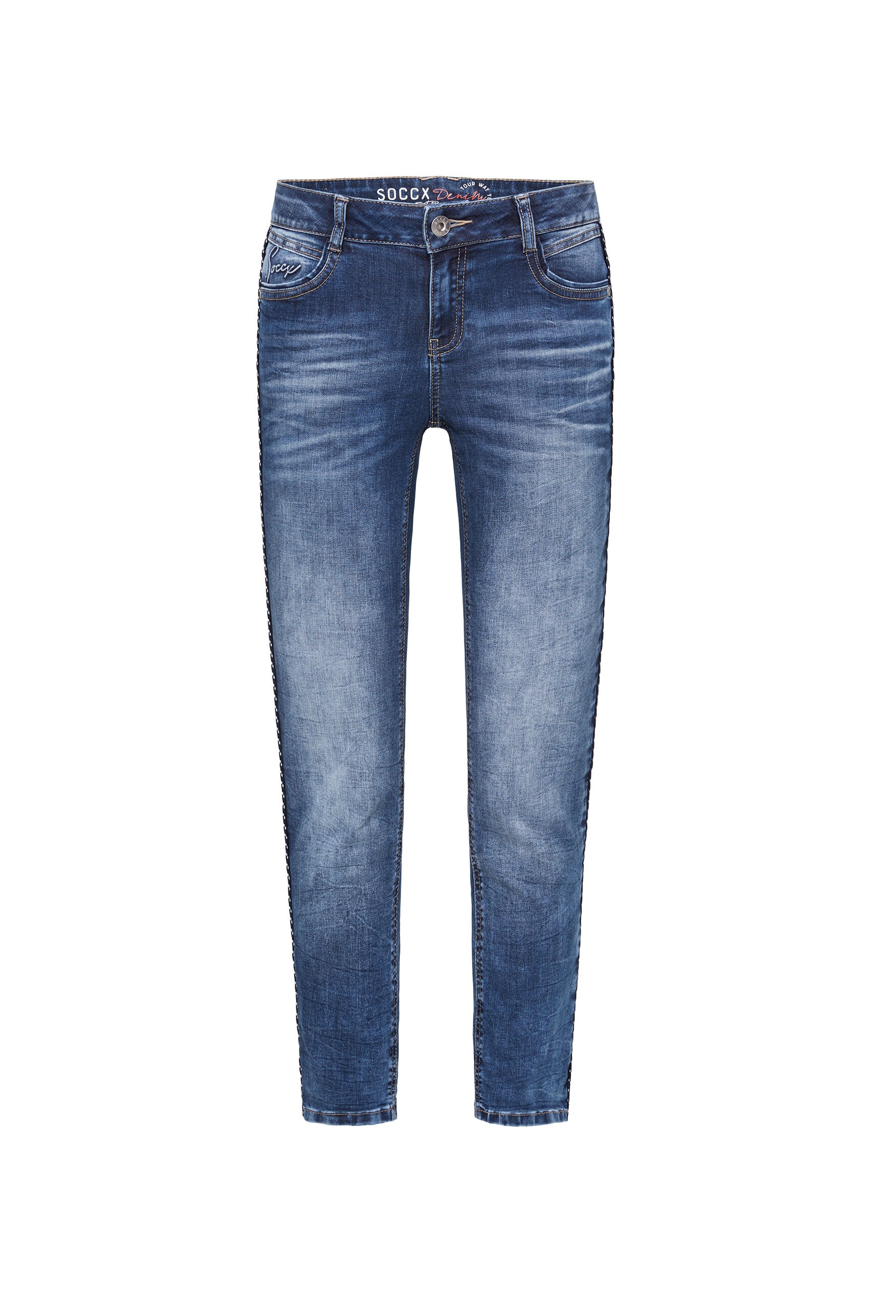 SOCCX Regular-fit-Jeans, mit Vintage-Waschung