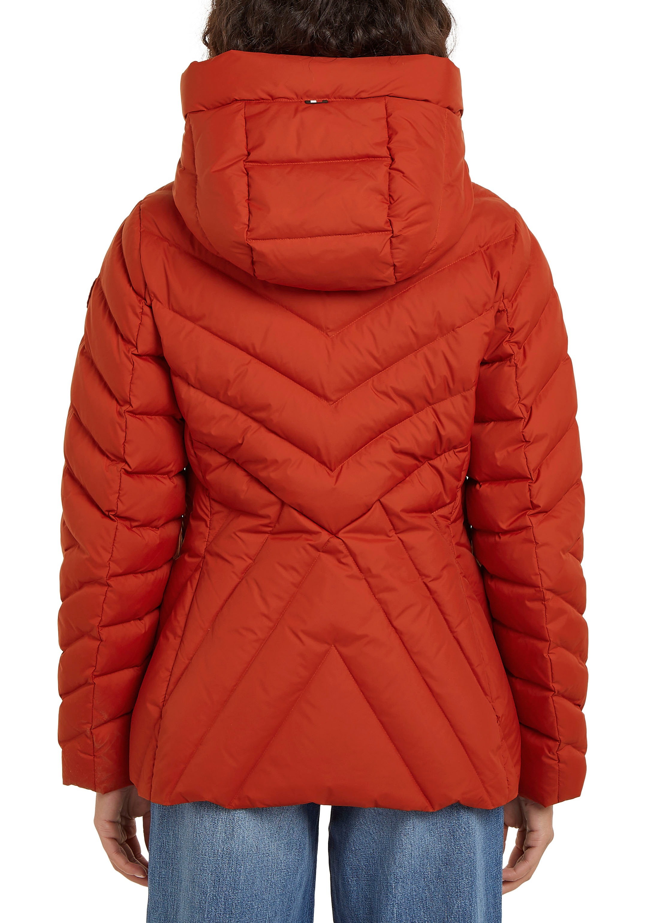 Tommy Hilfiger Steppjacke »CHEVRON MW PADDED JACKET«, mit Kapuze, mit mittelstarker Wattierung und Tommy Hilfiger Markenlabel