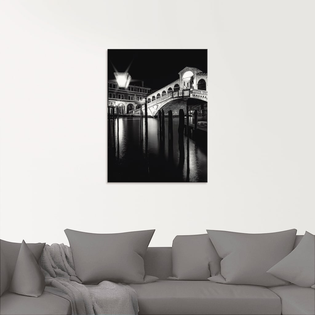 Artland Glasbild »Venedig Canal Grande & Rialto Brücke I«, Brücken, (1 St.)