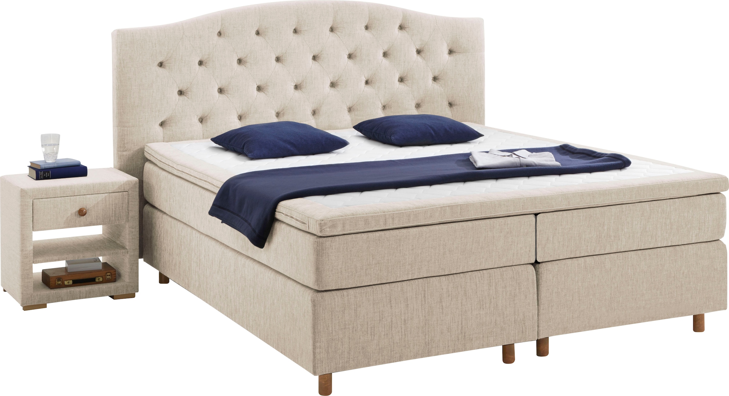 Home affaire Boxspringbett »Claire«, mit Vollmassiv-Unterbox, incl. Topper, verschiedene Härtegrade