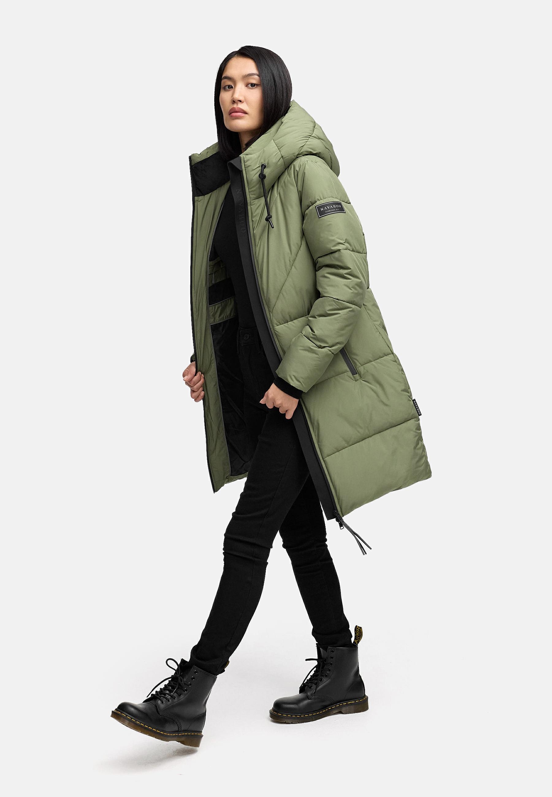 Navahoo Steppmantel »Kältekuschel XIV« Warmer Damen Wintermantel mit Fleece-gefüttertem Kragen