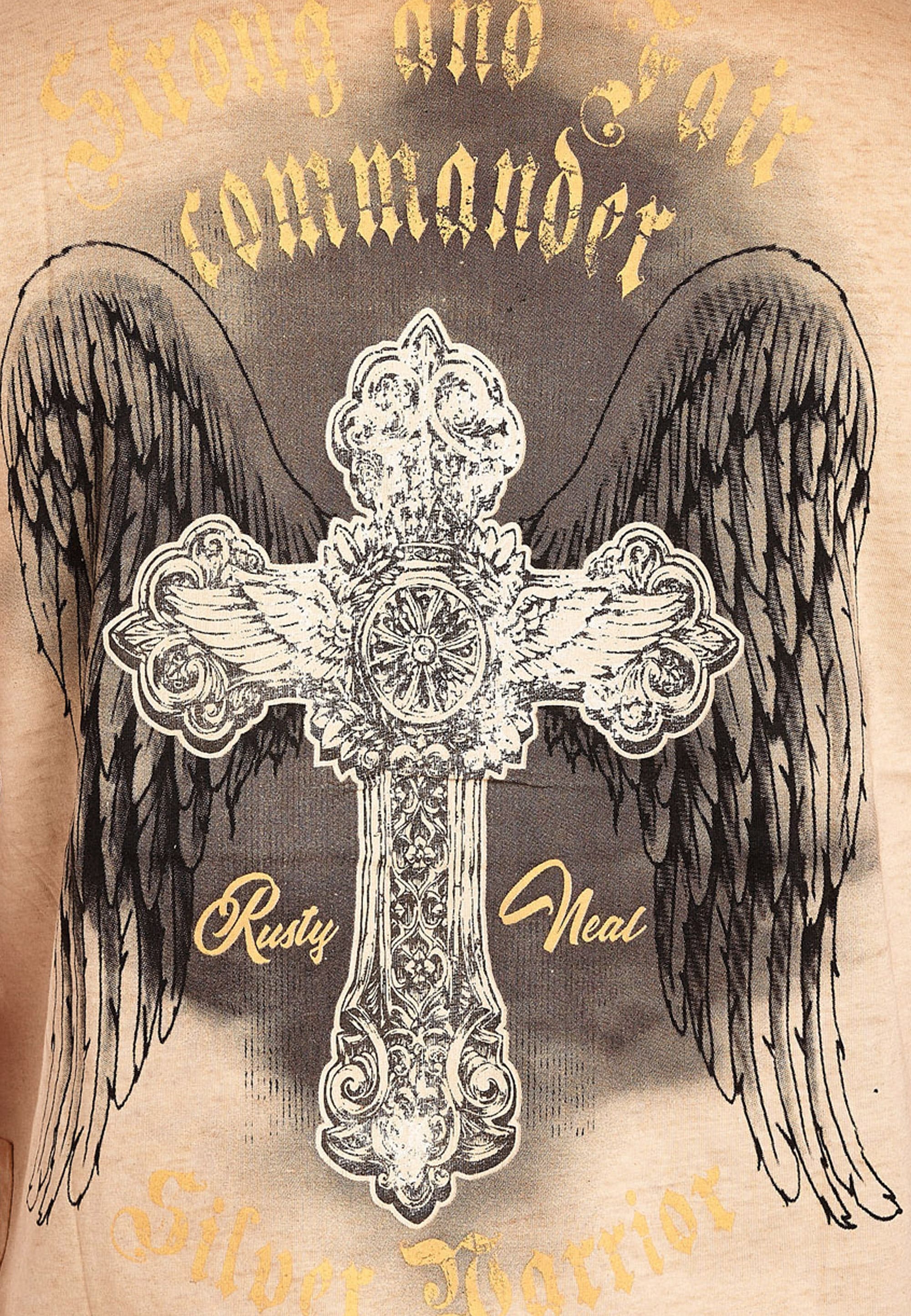 Rusty Neal T-Shirt mit modischer Knopfleiste