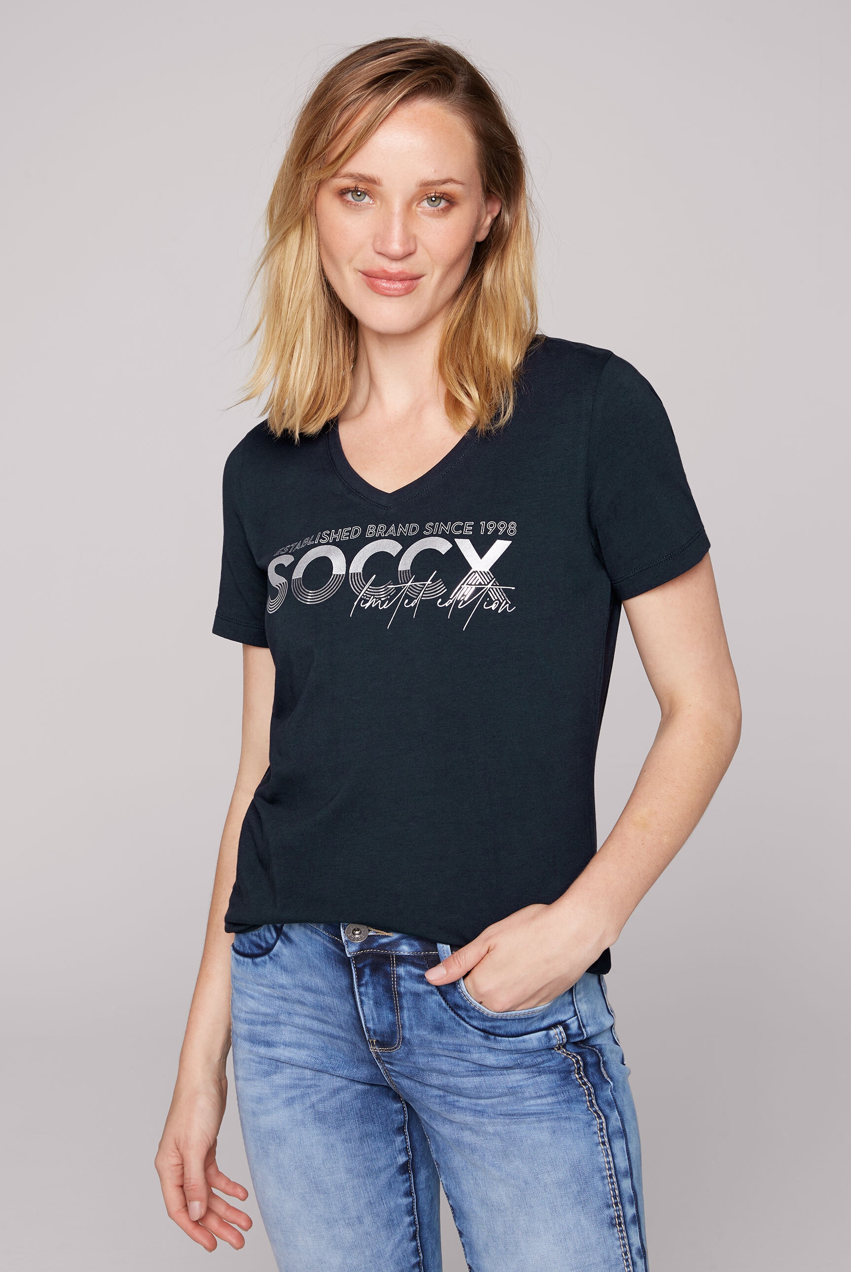 bestellen online V-Shirt, SOCCX Elasthan-Anteil mit BAUR |
