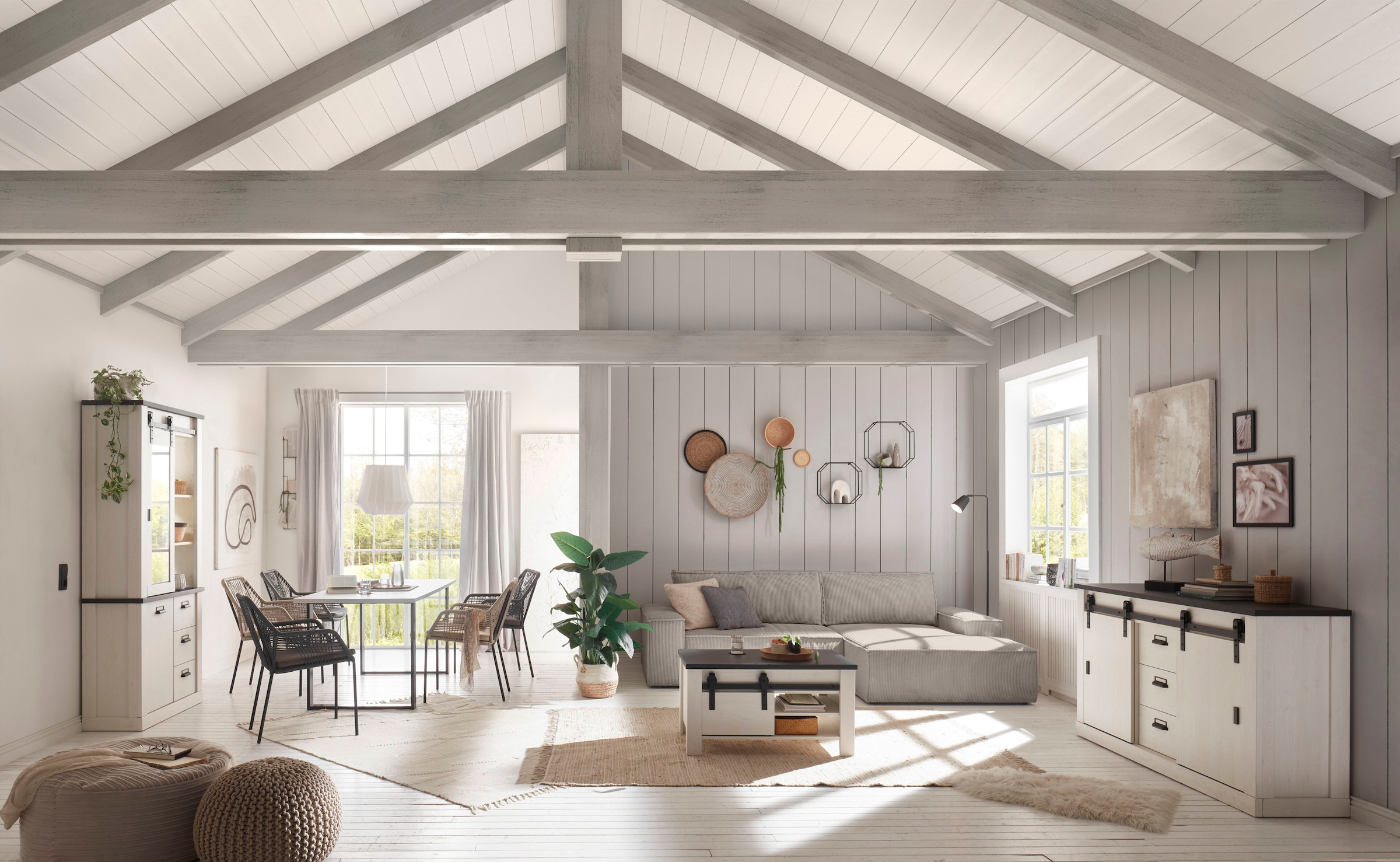 Home affaire Ecksofa »SHERWOOD Schlafsofa 267 cm, L-Form,« Schlaffunktion mit Bettkasten (210x136 cm), Cord, Vintage, Samtvelours