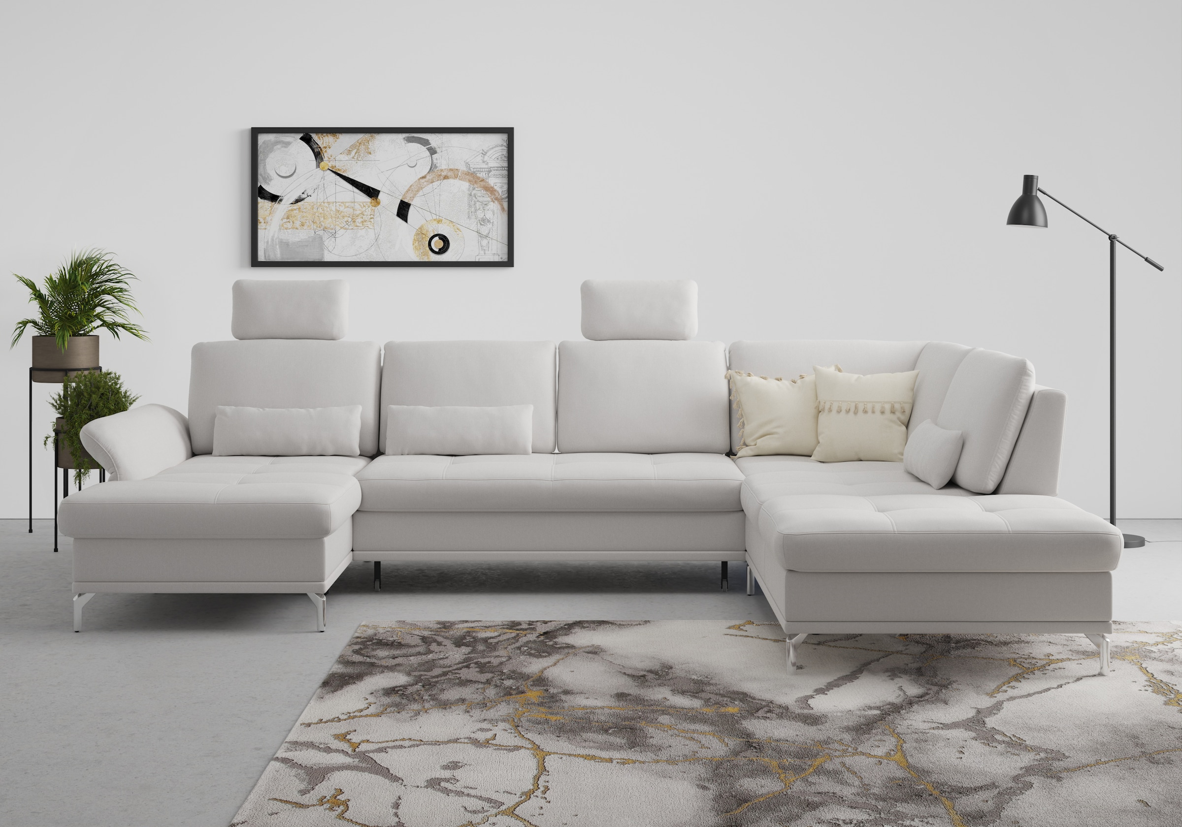 Home affaire Wohnlandschaft "Palm Beach U-Form" Federkern, mit Sitztiefenve günstig online kaufen