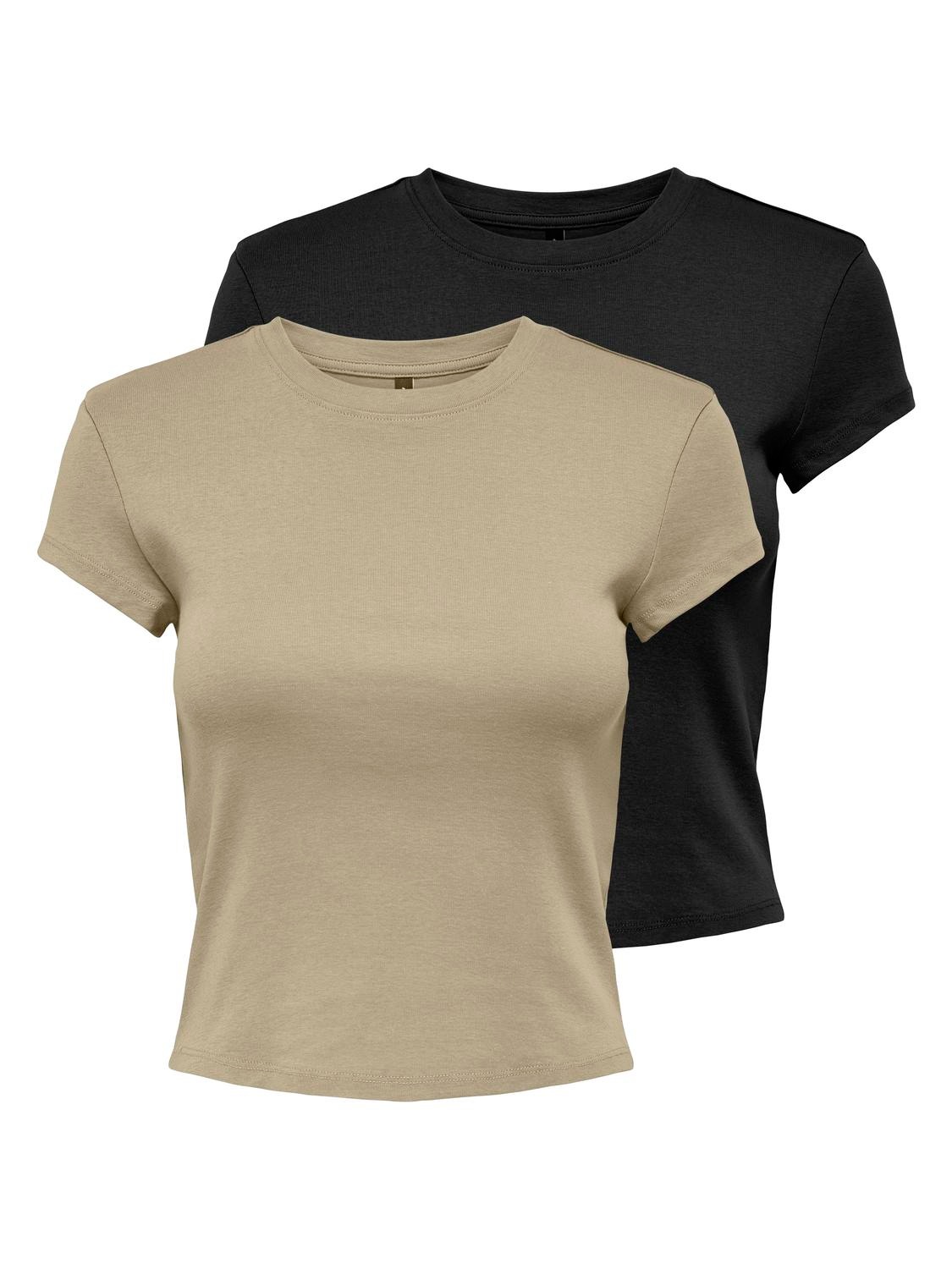 ONLY T-Shirt "ONLELINA S/S O-NECK SHORT TOP 2PACK JRS" günstig online kaufen