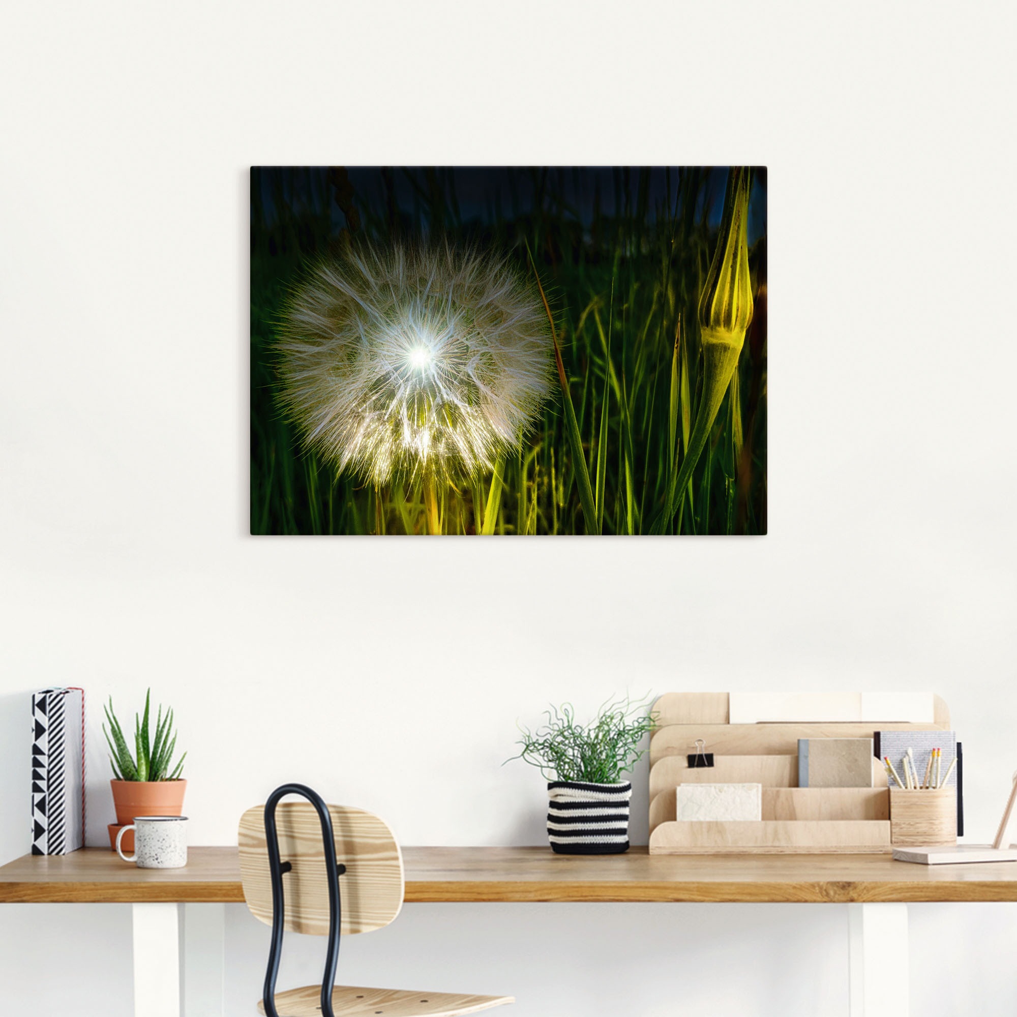 Artland Wandbild »Pusteblume Nachts beleuchtet.«, Blumenbilder, (1 St.), als Alubild, Leinwandbild, Wandaufkleber oder Poster in versch. Größen