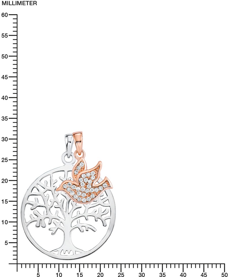 Amor Kette und Anhänger Set »Lebensbaum/Taube, 2012666«, (Set, 3 tlg.), mit Zirkonia (synth.)